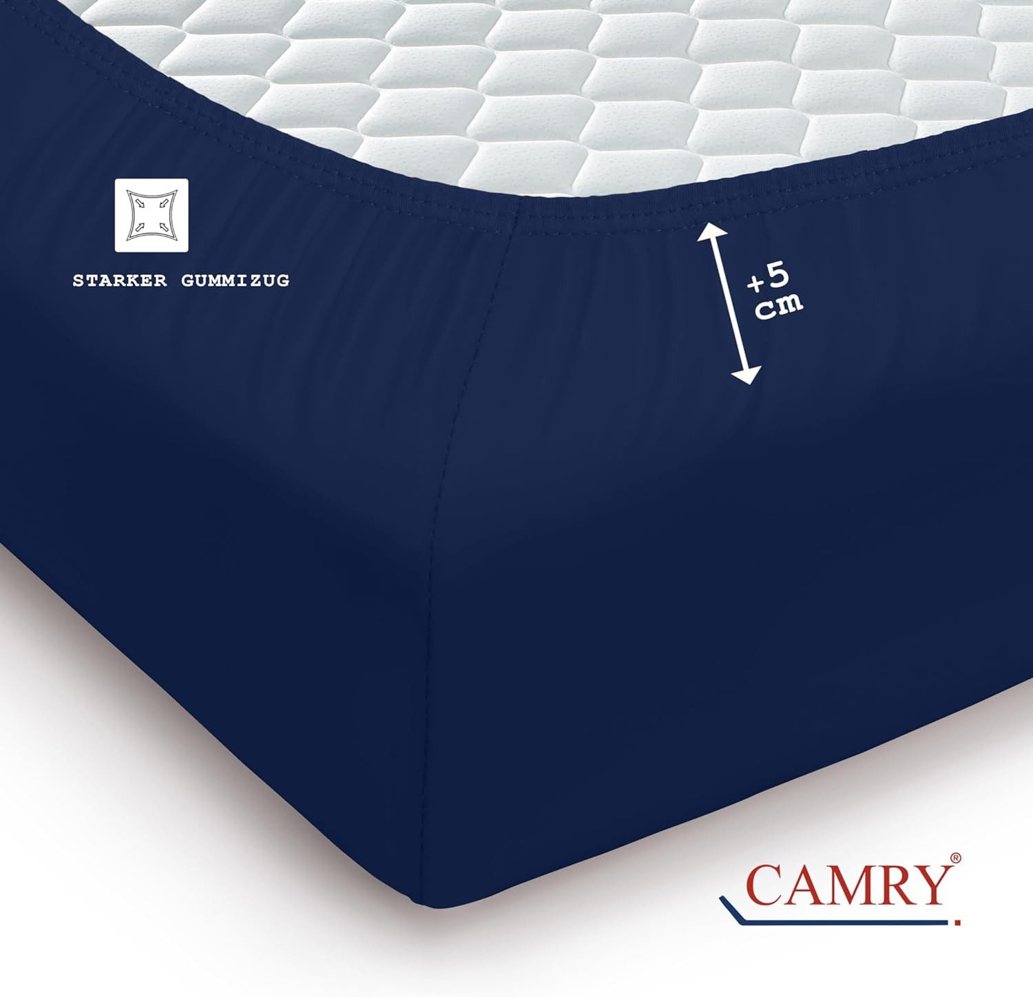 Camry Spannbettlaken CLASSIC Jersey 100% Baumwolle Spannbetttuch atmungsaktiv Gummizug, Jersey Baumwolle, Gummizug: rundum, 100% Baumwolle, alle Matratzenhöhen, – Bild 4 von 5