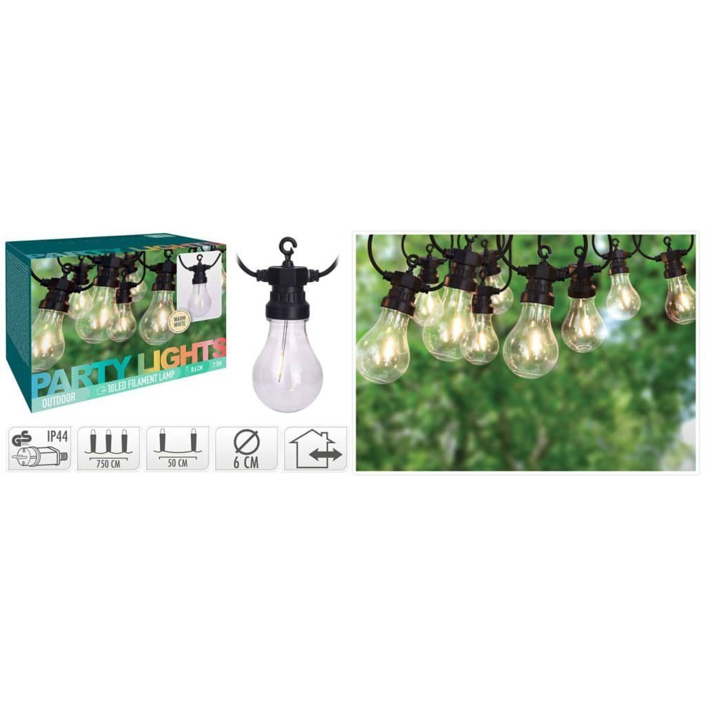 Progarden Außen-Wandleuchte LED Garten-Lichterkette 10 Lampen 24 V