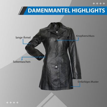 German Wear Ledermantel Trend 418C Damen Ledermantel Jacke aus Lamm Nappa Leder Schwarz