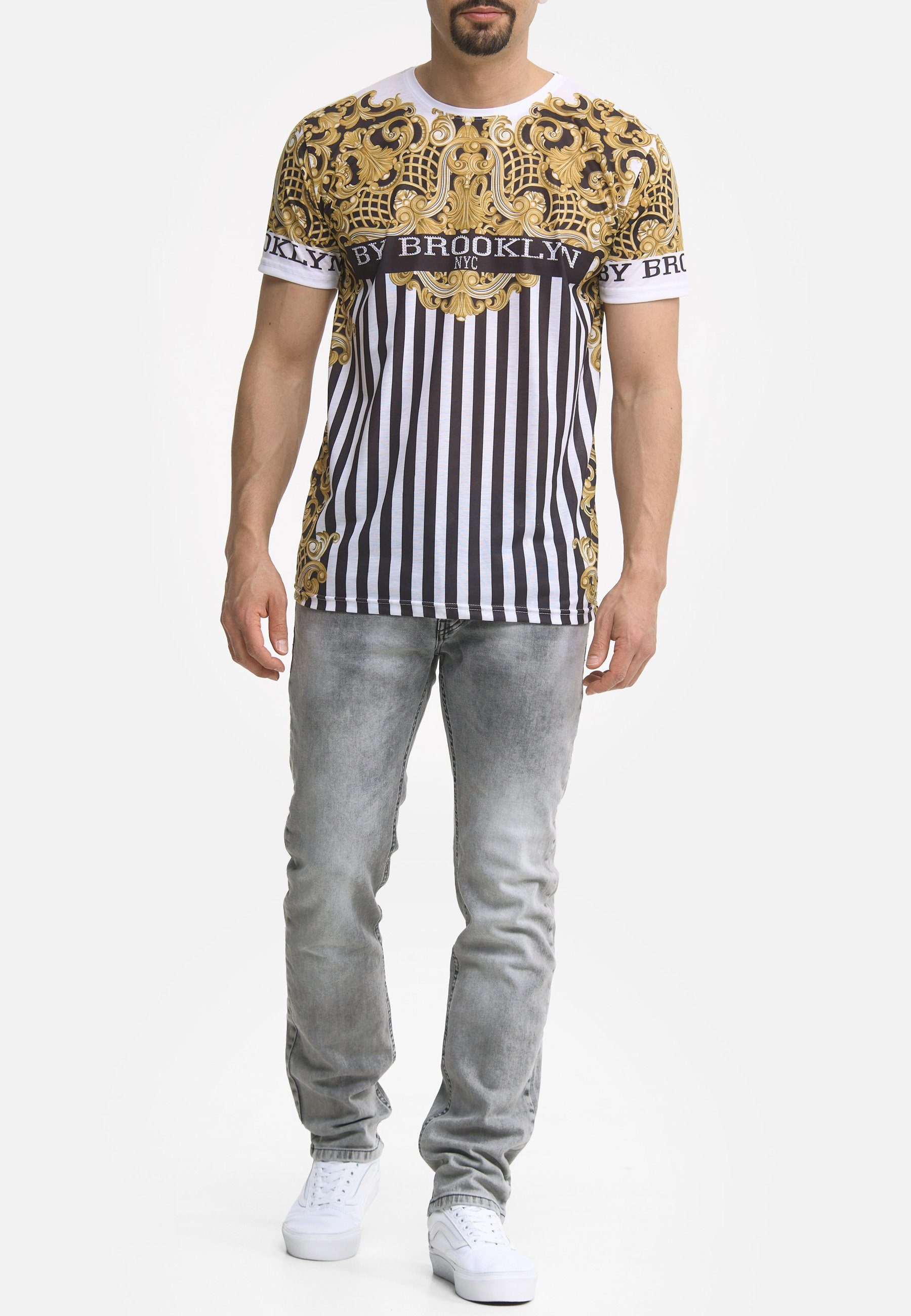Designer Shortsleev Code47 Shirt, Weiß Tee T-Shirt Herren (Longsleeve Code47 T-Shirt Printshirt Oberteil Polo 1-tlg)