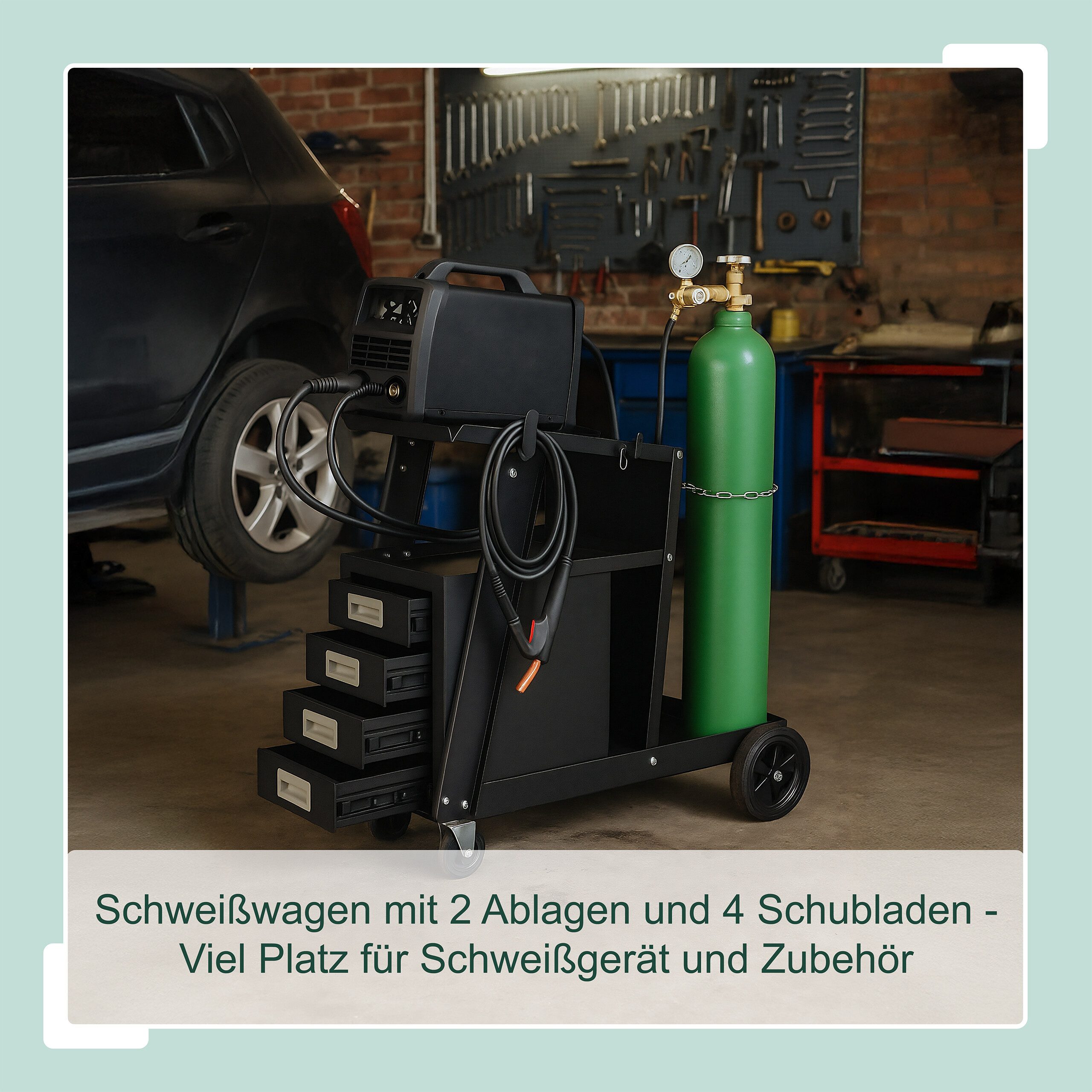 relaxdays Werkstattwagen Schweißwagen, max. Traglast:110 kg, 0-tlg. Werkzeugset, (1-tlg) – Bild 2 von 5