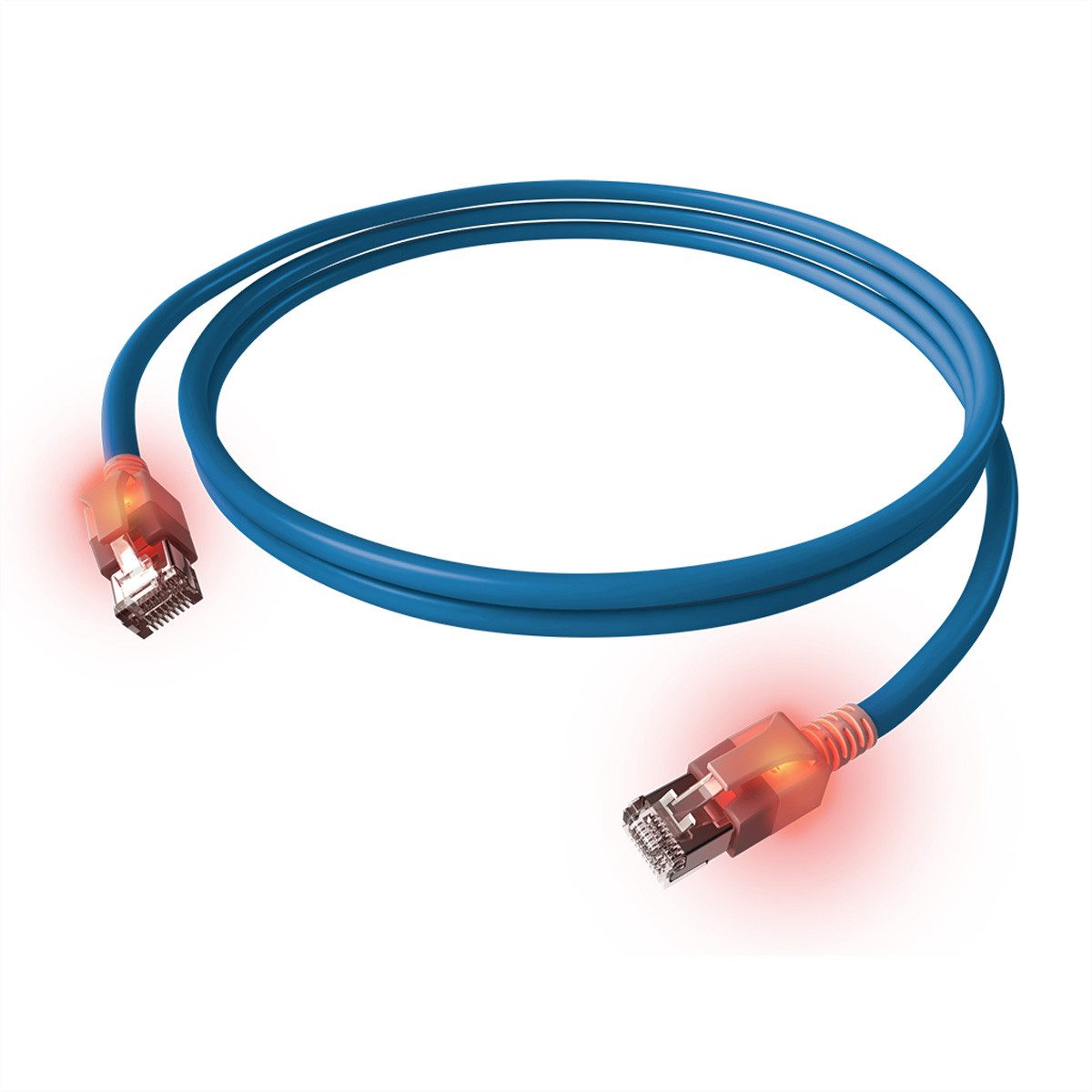Easylan DualBoot LED Patchkabel RJ45 S/FTP Cat.6A (Class EA) LAN-Kabel, RJ-45 Männlich (Stecker), RJ-45 Männlich (Stecker) (50.0 cm), mit saCon Stecker, LSOH, CS1OBADAD0005