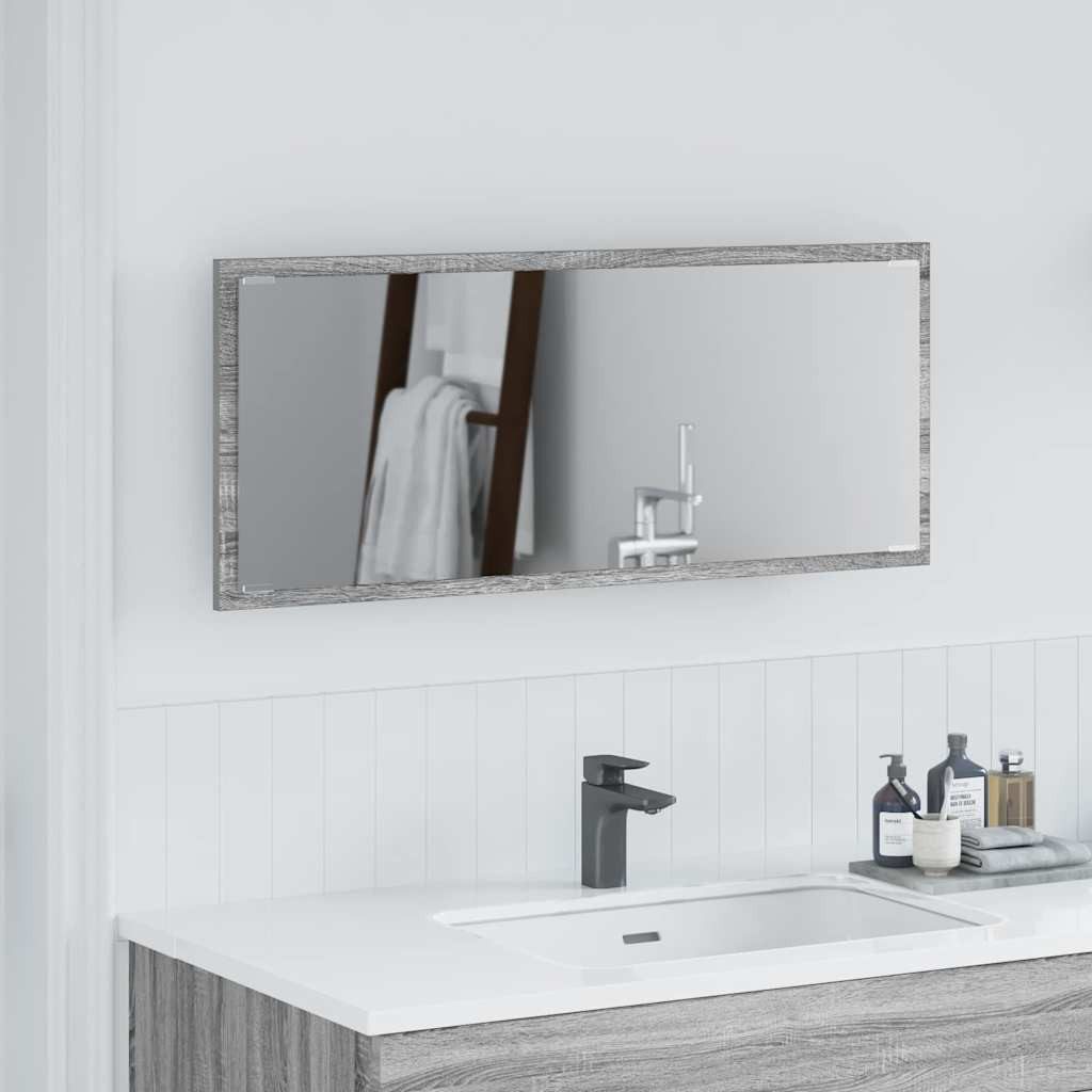 vidaXL Badezimmerspiegelschrank Spiegel Graues Sonoma 90 x 8,5 x 37 cm Holzwerkstoff (1-St)
