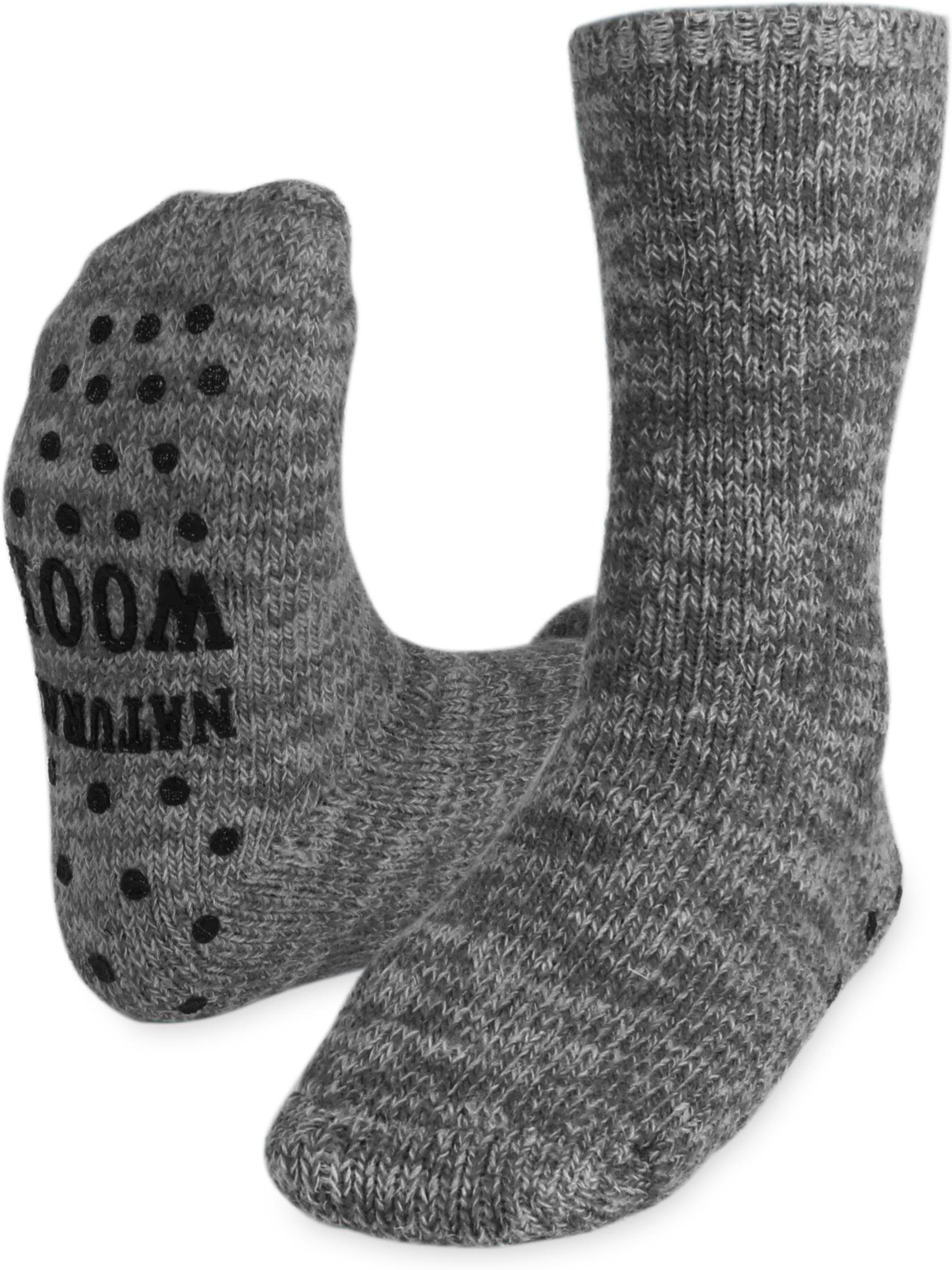 Circle Five ABS-Socken Winterhausschuhe mit ABS-Druck - Wollsocken (1 Paar) rutschhemmender ABS-Druck Anthrazitmelange