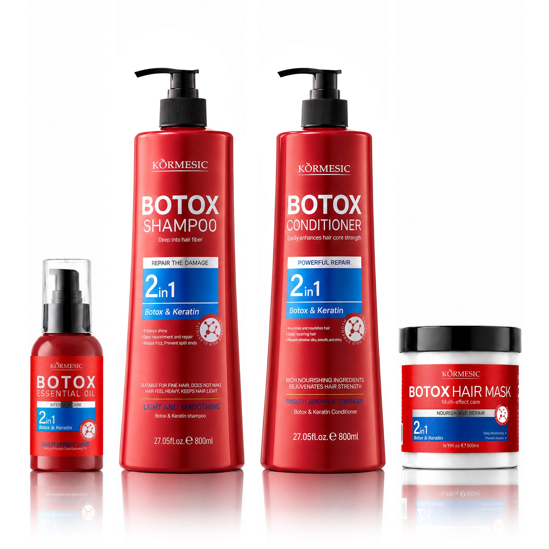 KORMESIC Haarpflege-Set Keratin B-Tox Haar Shampoo Conditioner Haarmaske Haaröl Anti Friz, 4-tlg., Haarpflege, Haarkur, Haarpflege Set