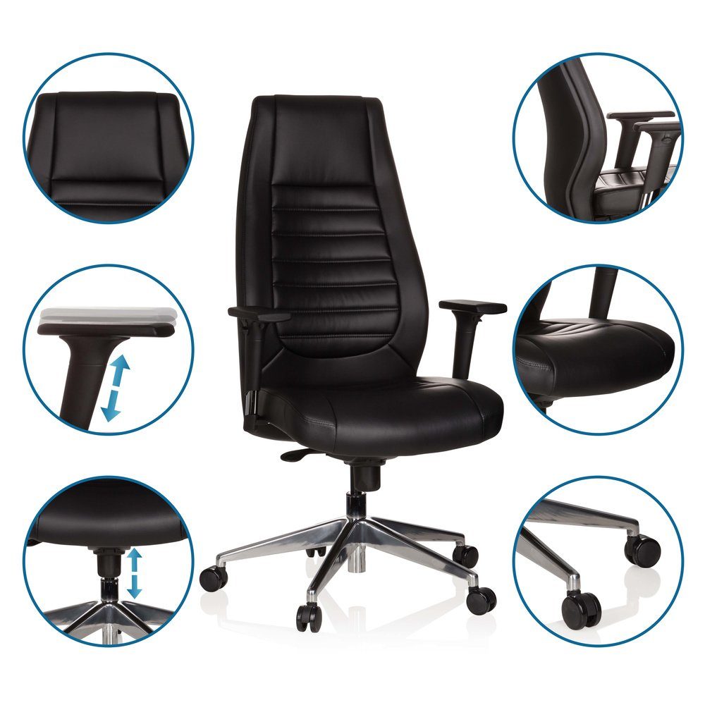 Chefsessel Drehstuhl Profi ergonomisch OFFICE hjh Bürostuhl Schwarz Kunstleder, VITORO Chefsessel