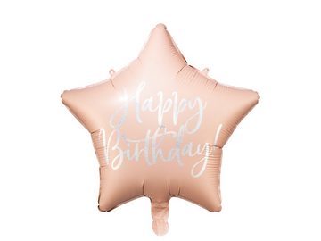 partydeco Folienballon Folienballon Happy Birthday, 40cm, hell-puderrosa
