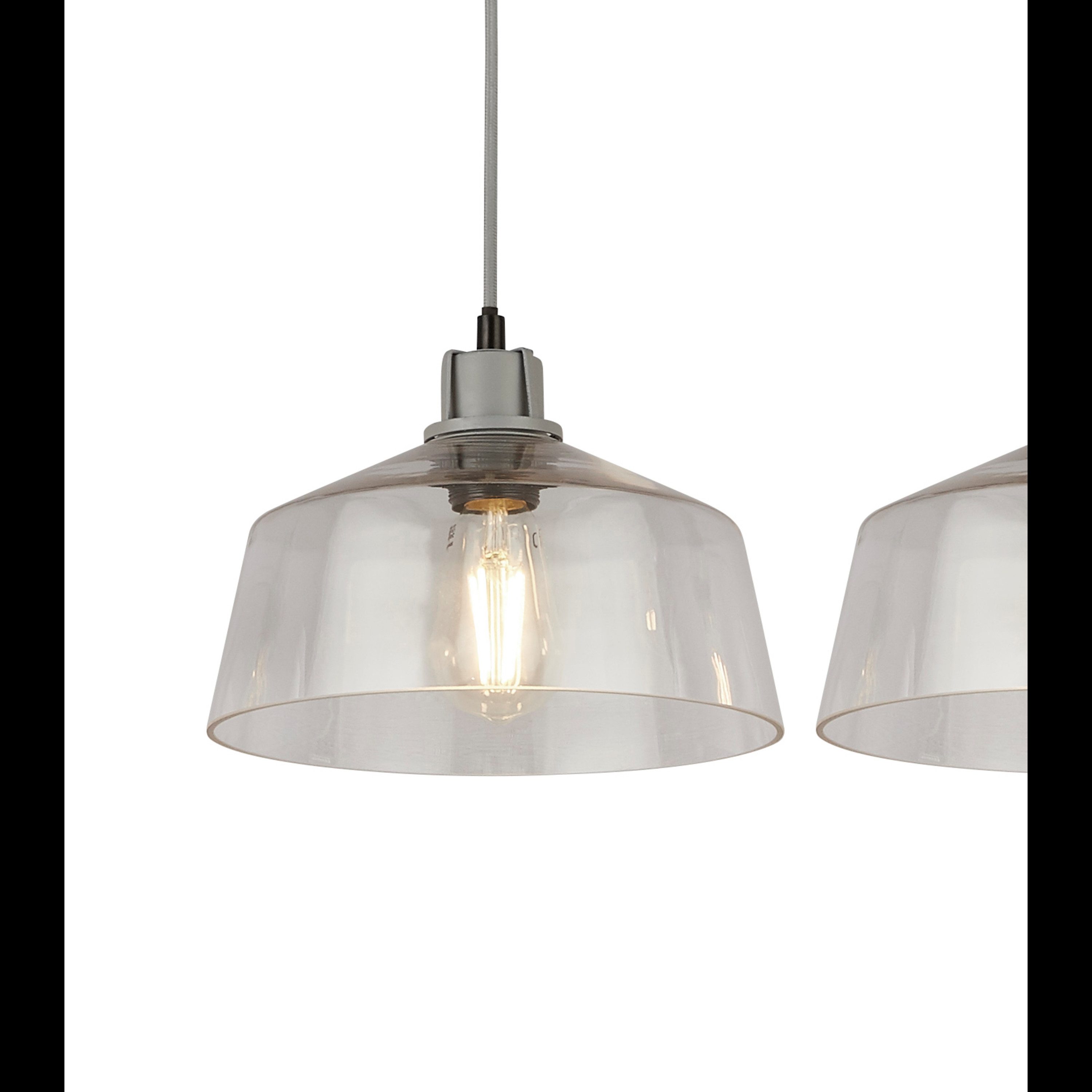 Searchlight Hängeleuchte x Odeon 3Lt Bar Pendant - Grey Metal & Glass, Leuc günstig online kaufen