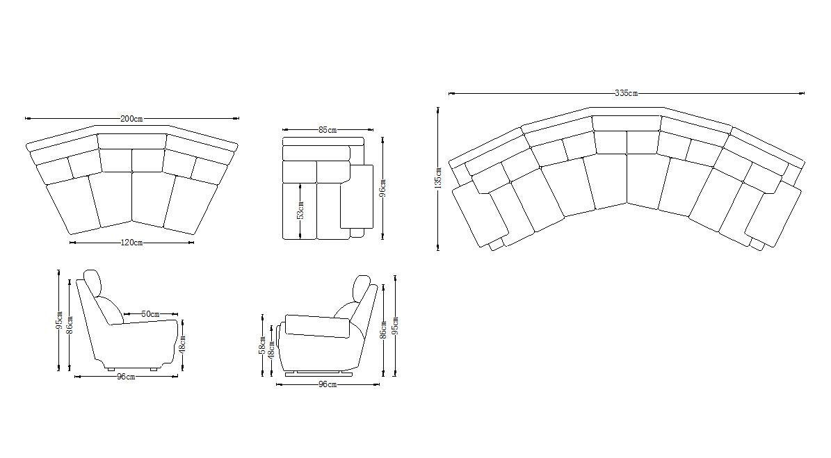 Salottini Ecksofa Recliner Pedro LIEFERBAR, SOFORT Ecksofa Kinosofa Kinosofa, Recliner Kino Sofa Federkern