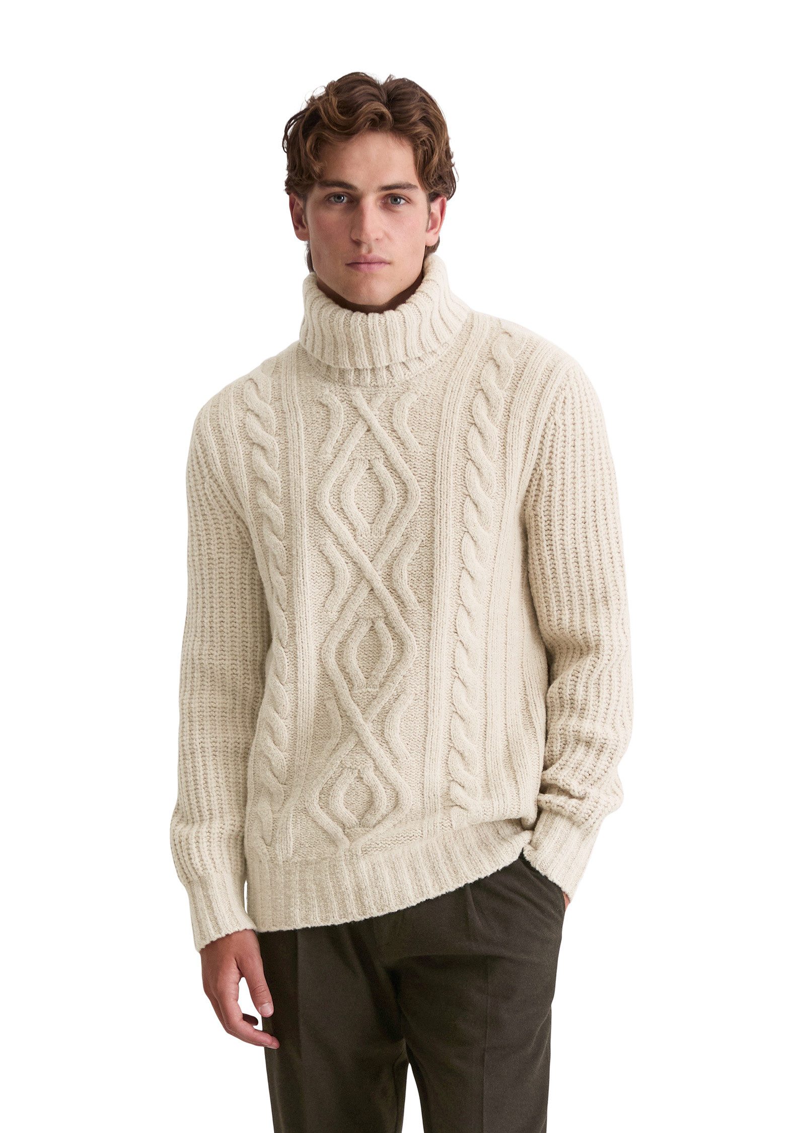 Marc O'Polo Rollkragenpullover mit markantem Zopfmuster günstig online kaufen