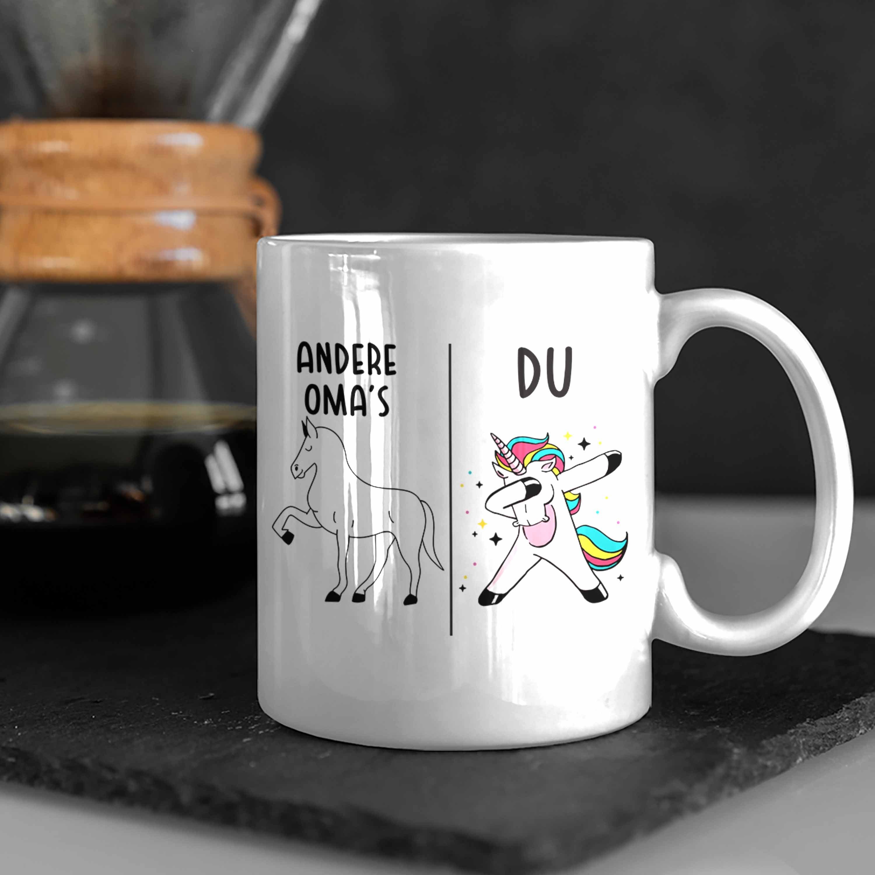 Tasse mit Lustig Tasse Weiss Oma - Trendation Großmutter Einhorn Kaffeetasse Spruch Trendation Beste Geschenk