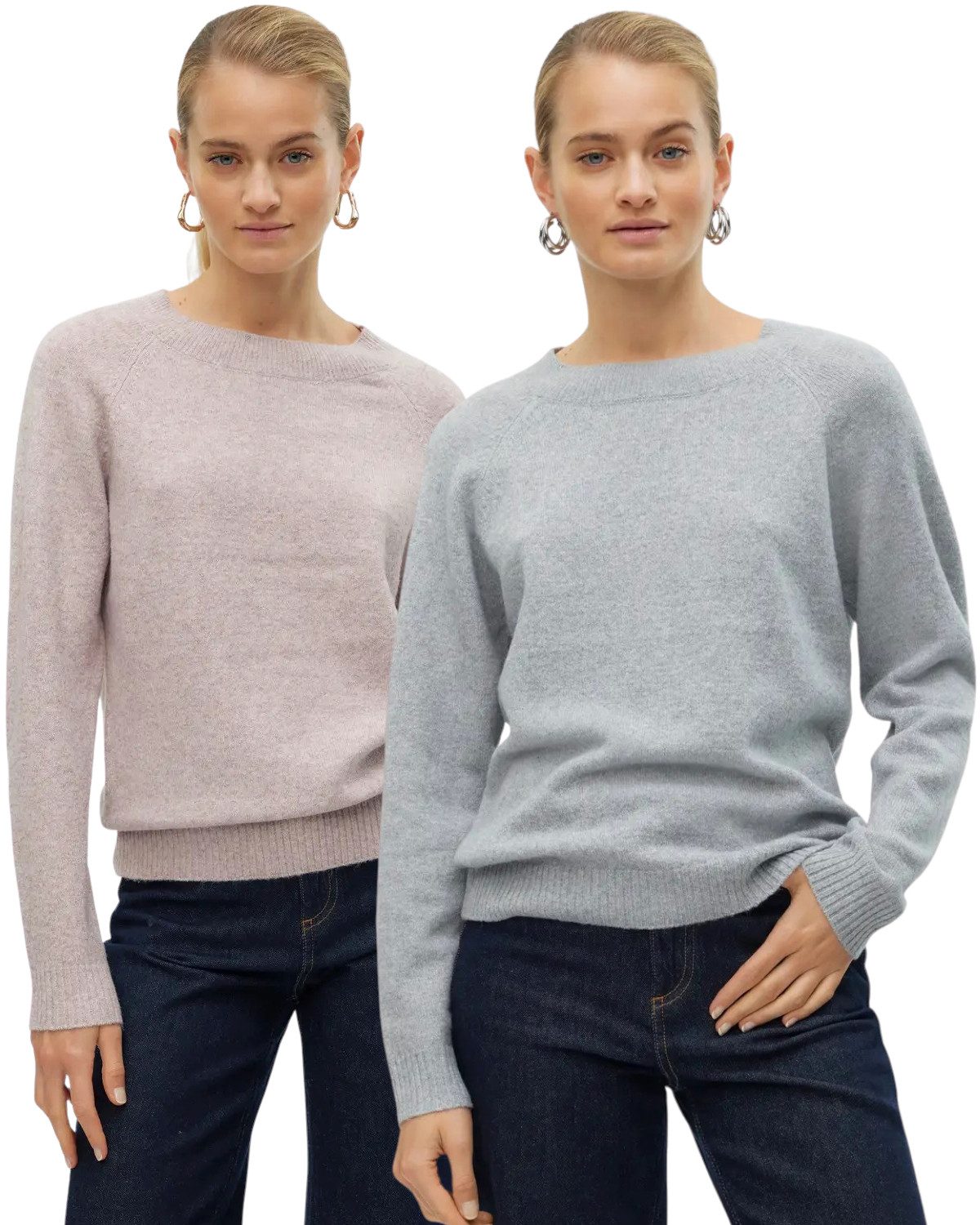 Vero Moda Rundhalspullover (2er-Set) Feinstrick Pullover basic unifarben fü günstig online kaufen