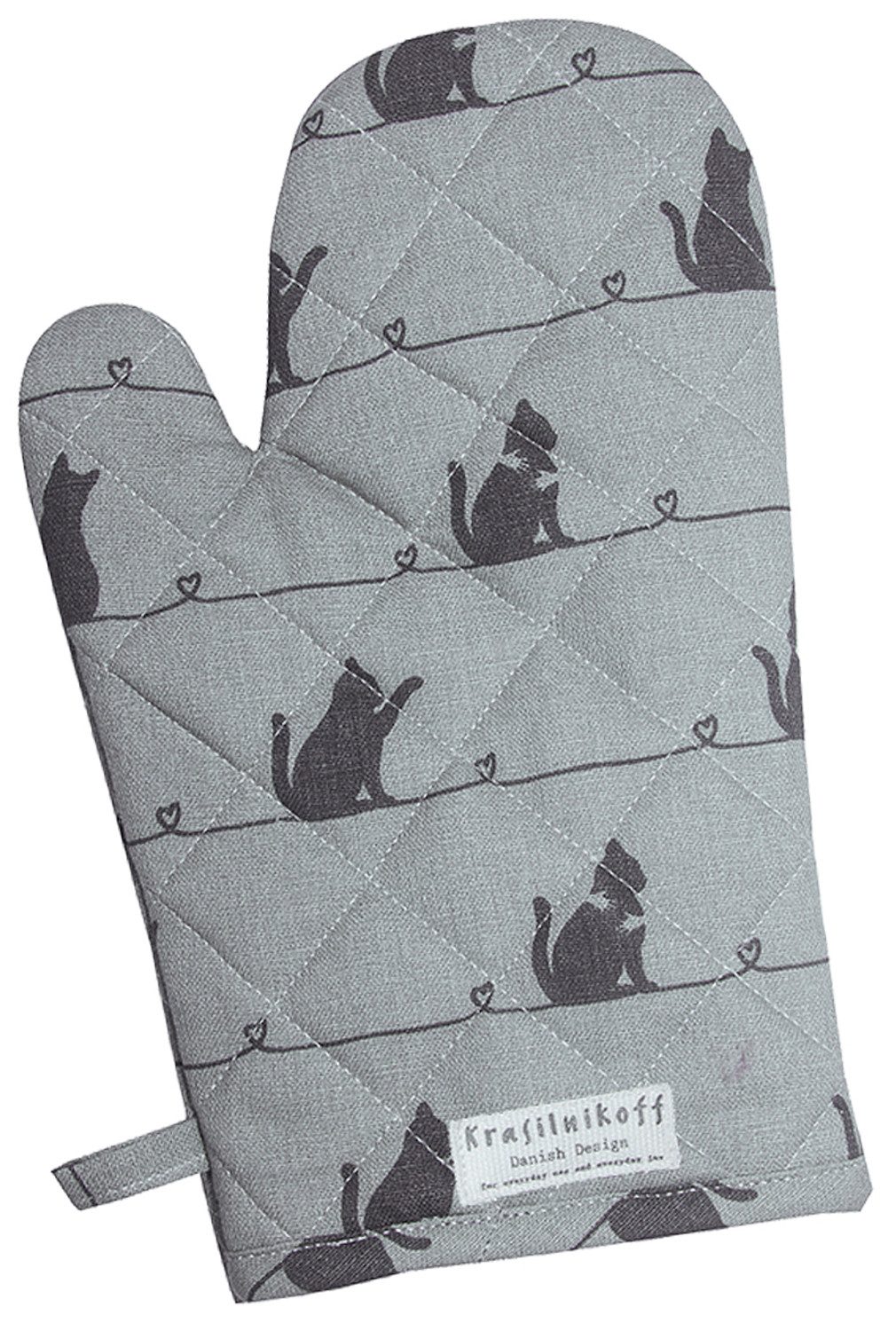 Krasilnikoff Topfhandschuhe Cat, (1-tlg., 1-teilig), Ofenhandschuh wattiert Größe: ca.18x30cm