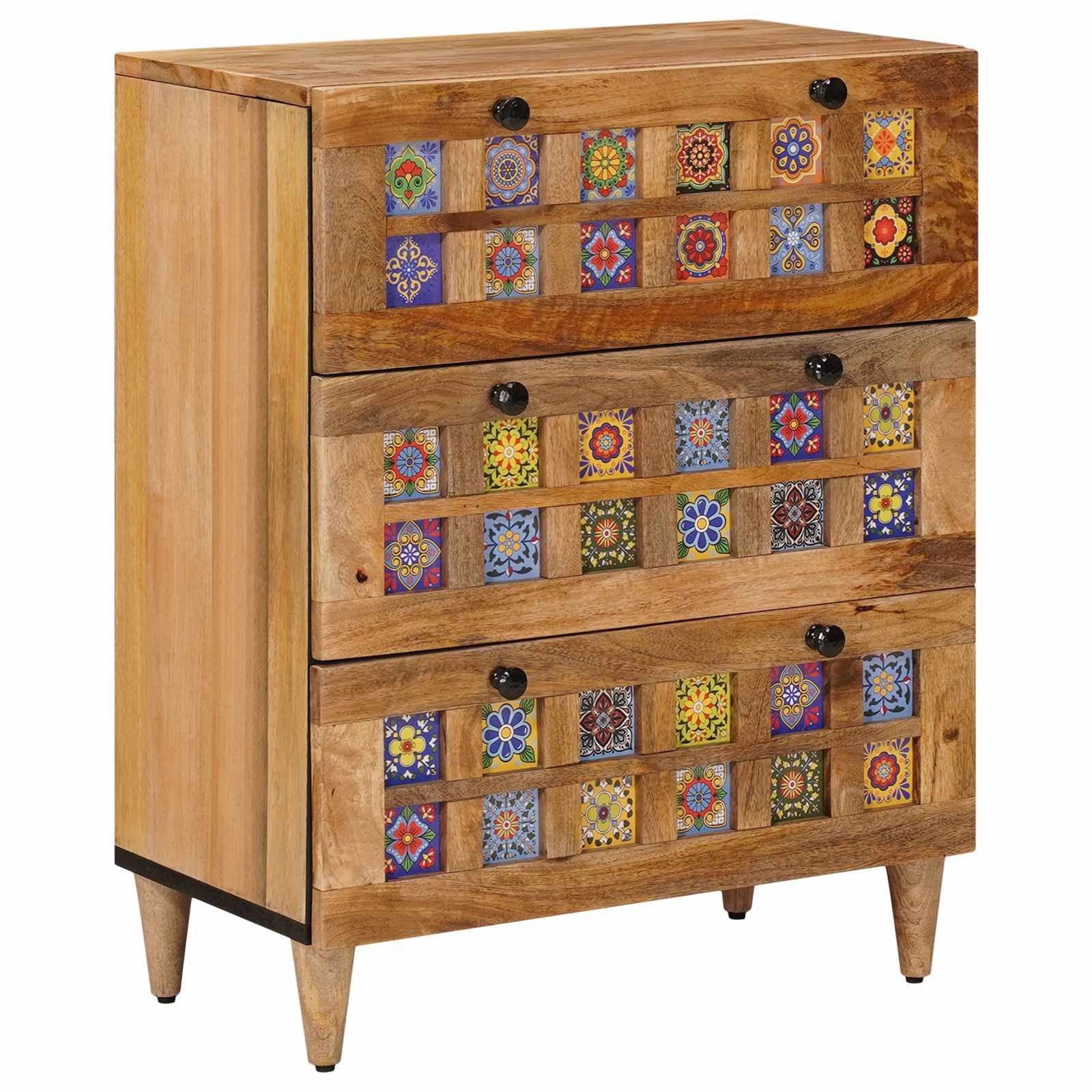 vidaXL Schranksystem Sideboard Natur 60 x 33 x 75 cm Massivholz (1-St)