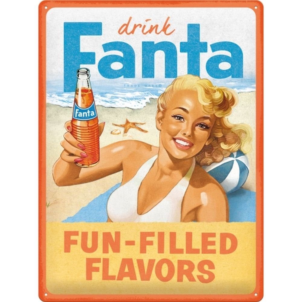 Metallschild Blechschild 30 x 40 cm - Fanta - Fanta Beach Girl