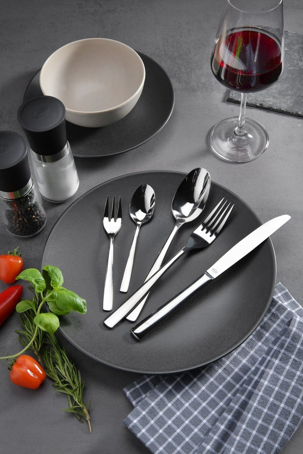 RÖSLE Besteck-Set ELEGANCE, 60-tlg., Edelstahl 18/10, 12 Personen (60-tlg), 12 Personen, Edelstahl 18/10, Messer aus Klingenstahl