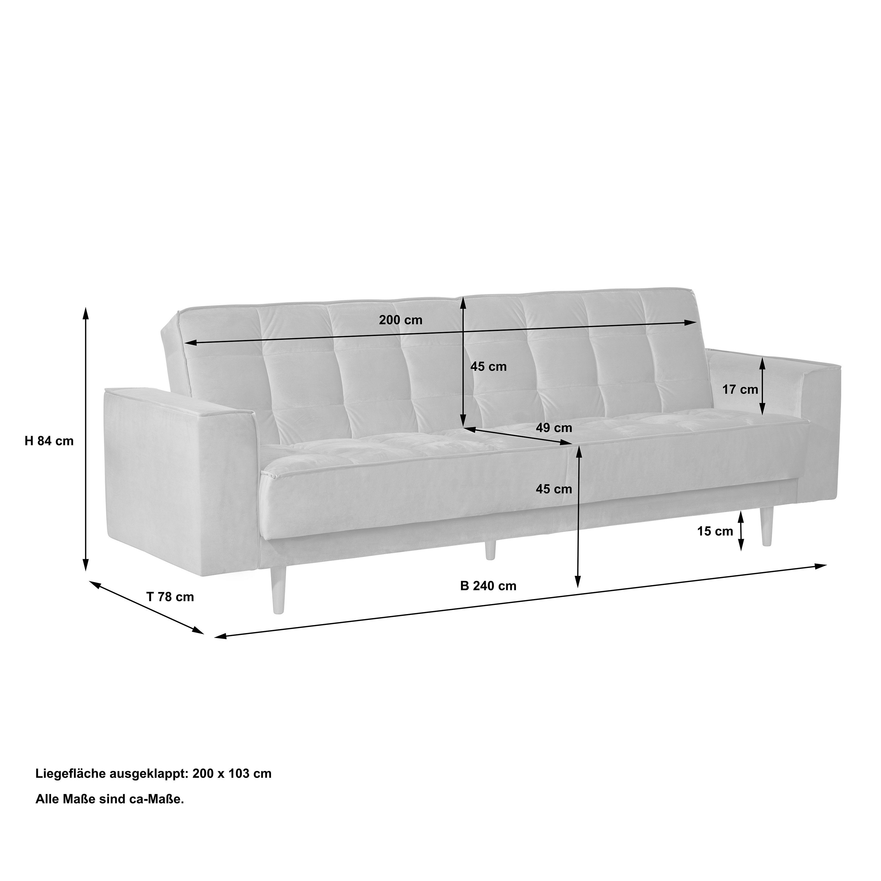 Sofa Winzer® Sofa Max Josephine, Bettfunktion mit Samt 3-Sitzer