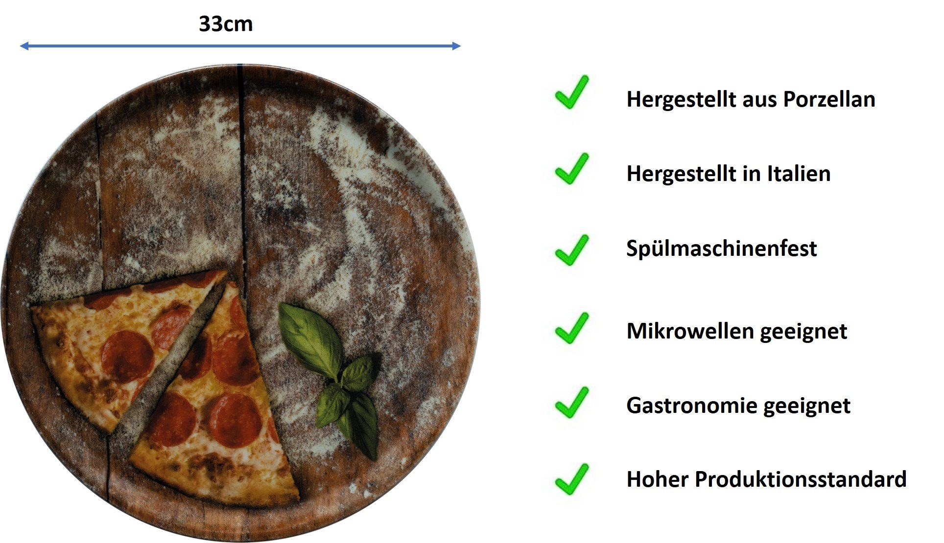 33cm 3er Pizzateller Pizzateller sortiert Porzellan Set - Emilja Flour