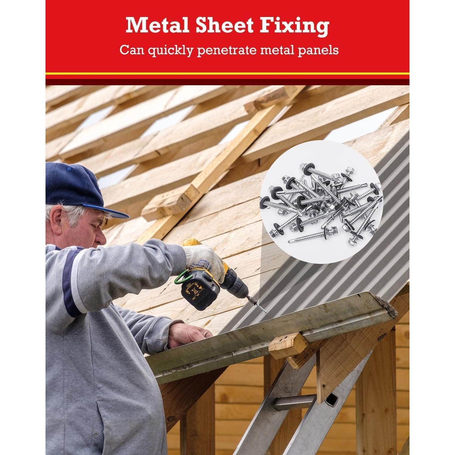 LuxusKollektion Spenglerschraube Trapezblechschrauben 200 Stück M4,8 selbstschneidend mit Dichtscheibe