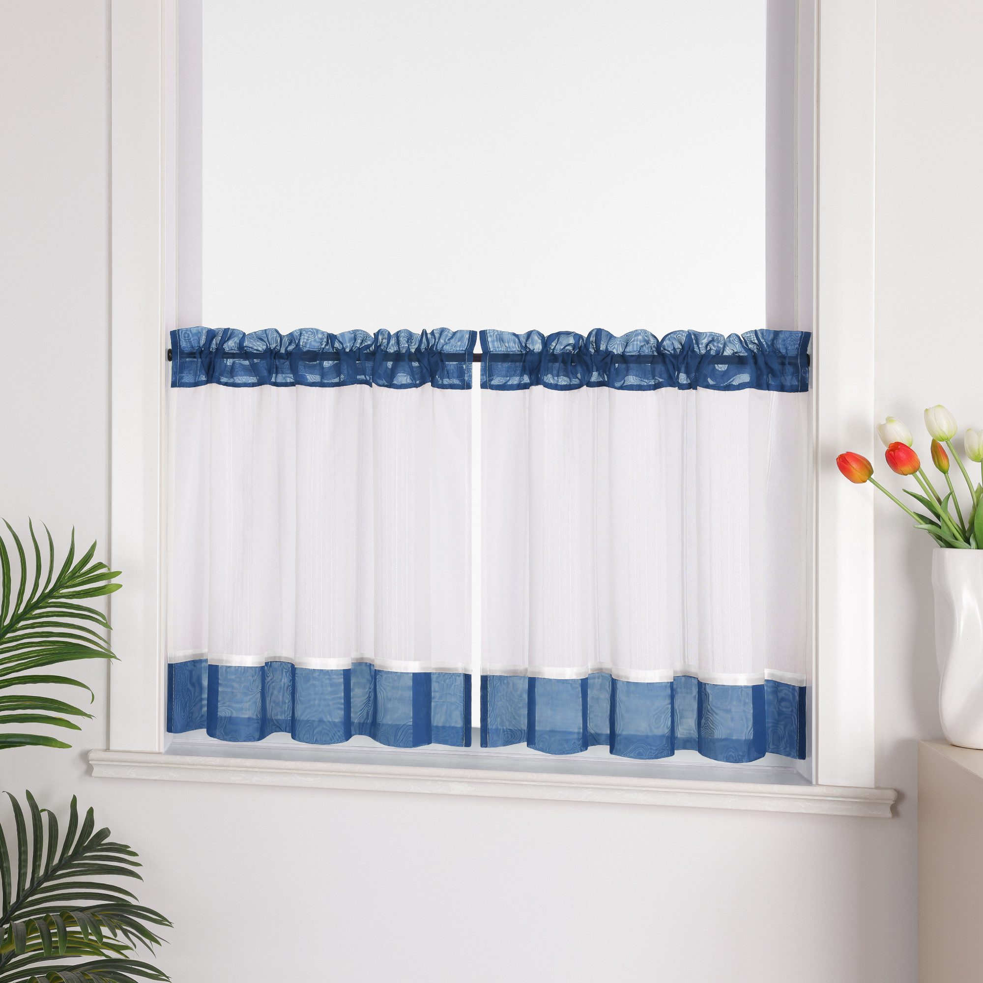 Joyswahl Scheibengardine (1 St), Stangendurchzug, transparent, Leinenoptik Landhausstil Cáfe Bistrogardinen Wohnzimmer