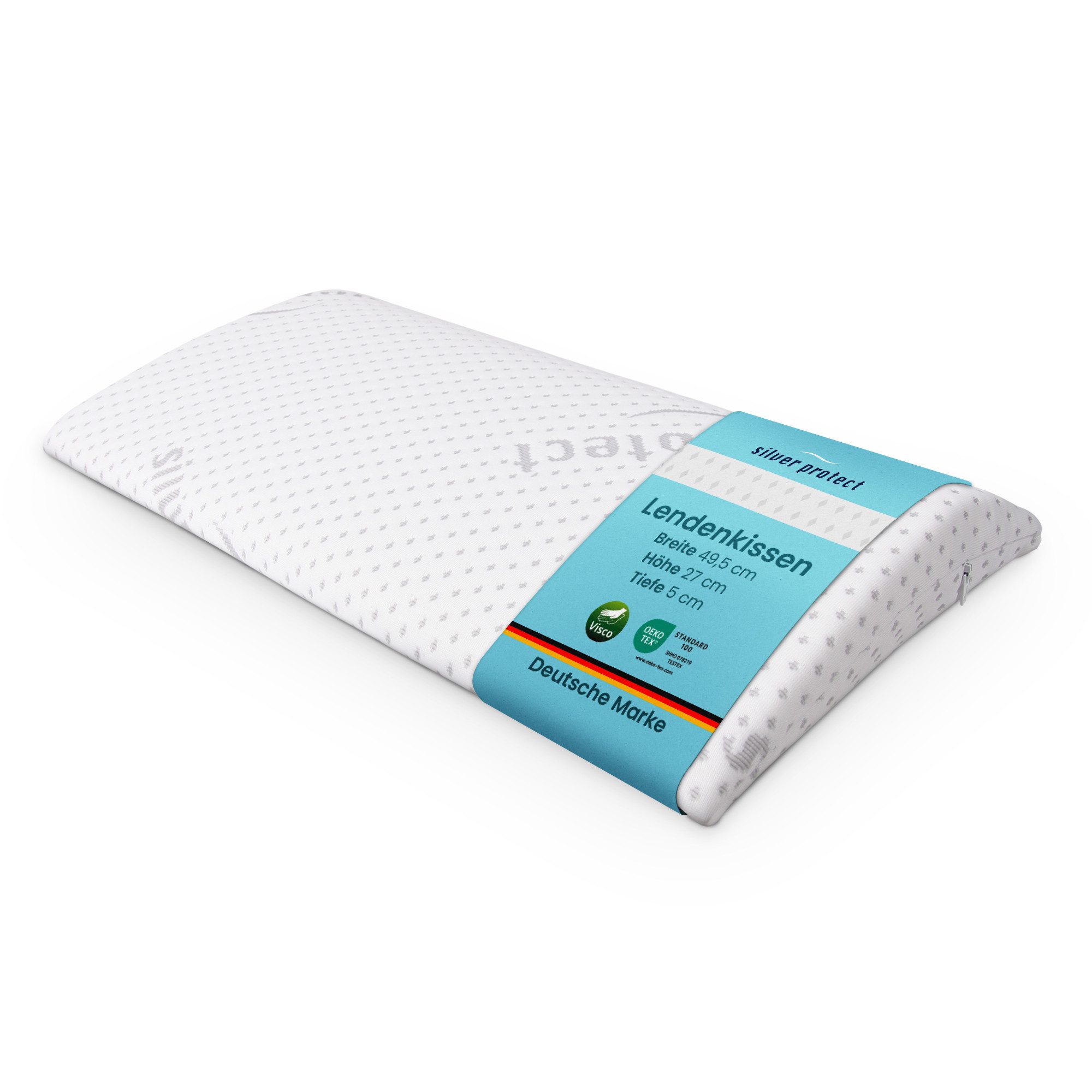 Bestlivings Visko-Kissen mit "Silver-Protect" Bezug (antibakteriell & geruchshemmend), Füllung: Polyurethan, Bezug: Polyester, Seitenschläfer, Bauchschläfer, Rückenschläfer, Memory Foam (Lendenkissen 29x48x5m) Viscoelastisch