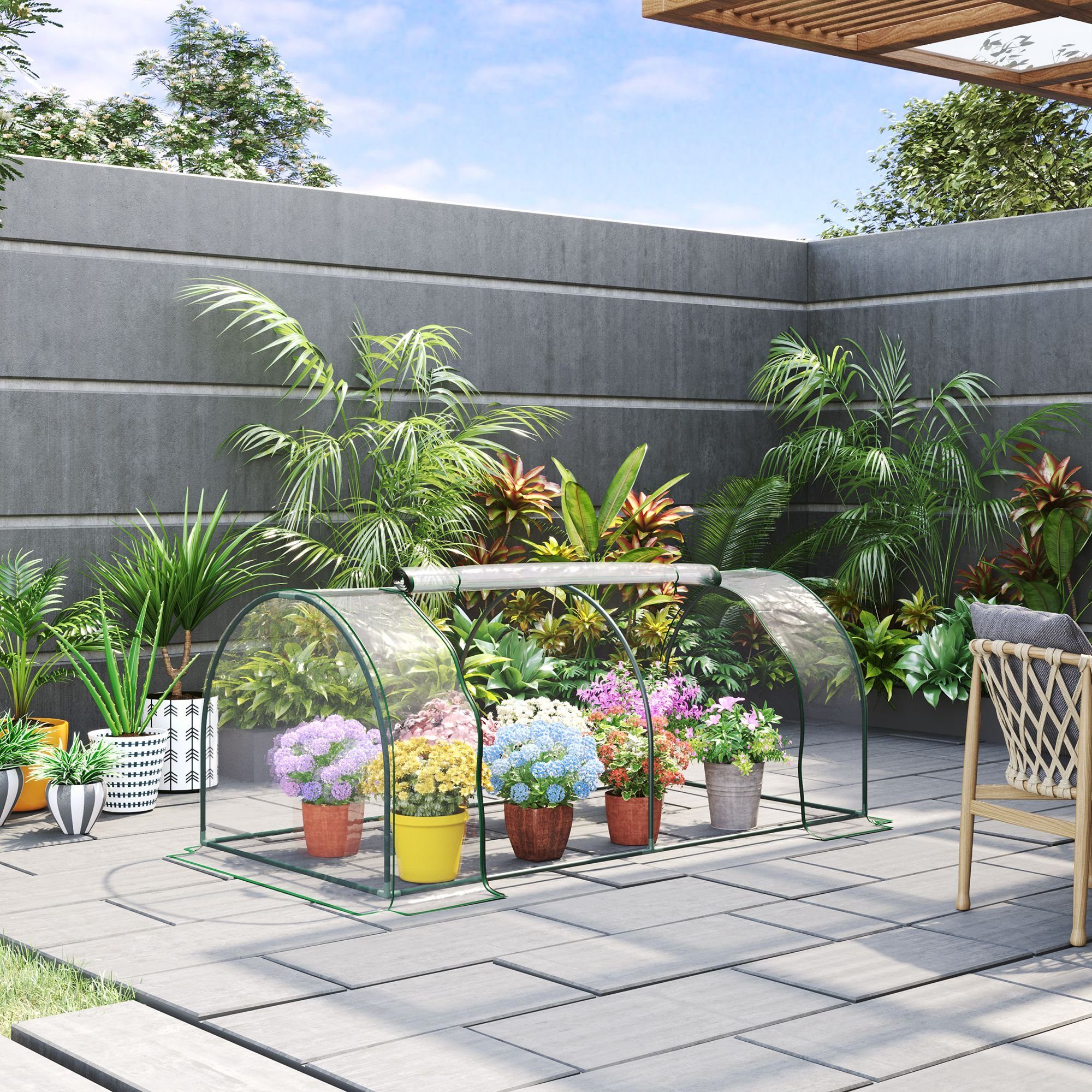 Outsunny Foliengewächshaus Frühbeet mit Tür Pflanzenhaus günstig online kaufen