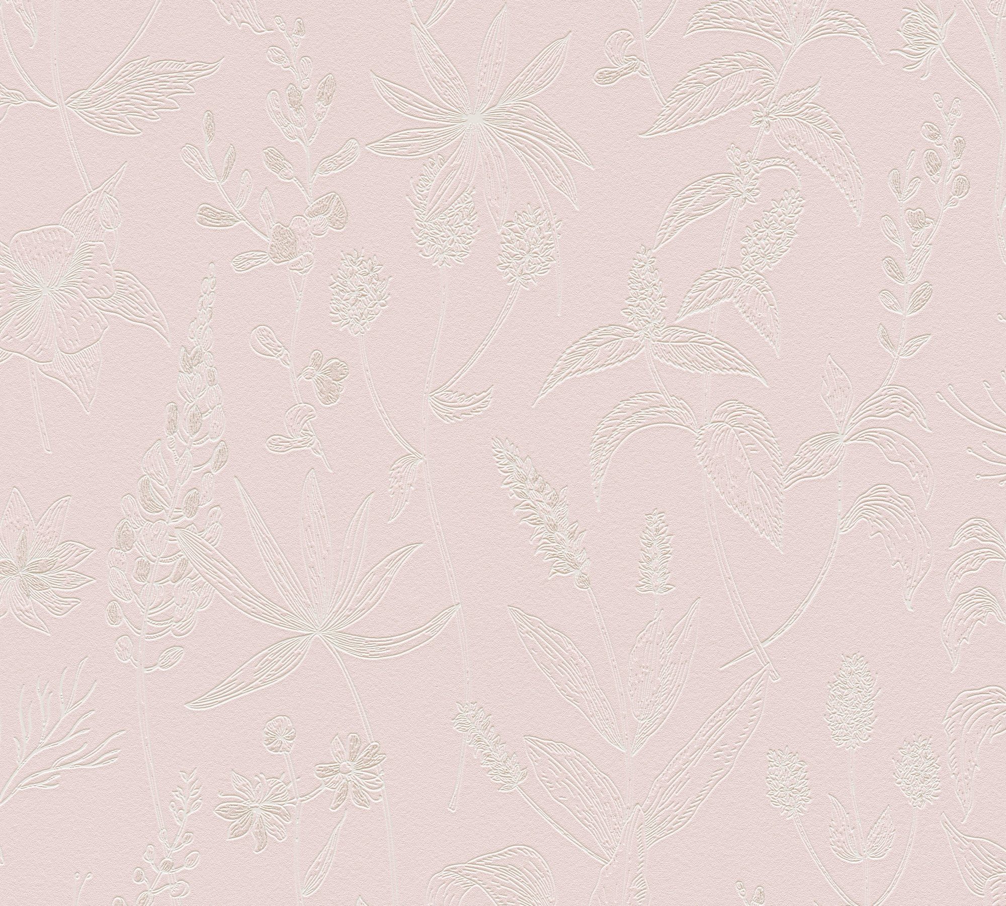 natürlich, Création Tapete Jette Vliestapete strukturiert, Streifen A.S. floral floral, Blumentapete Joop rosa