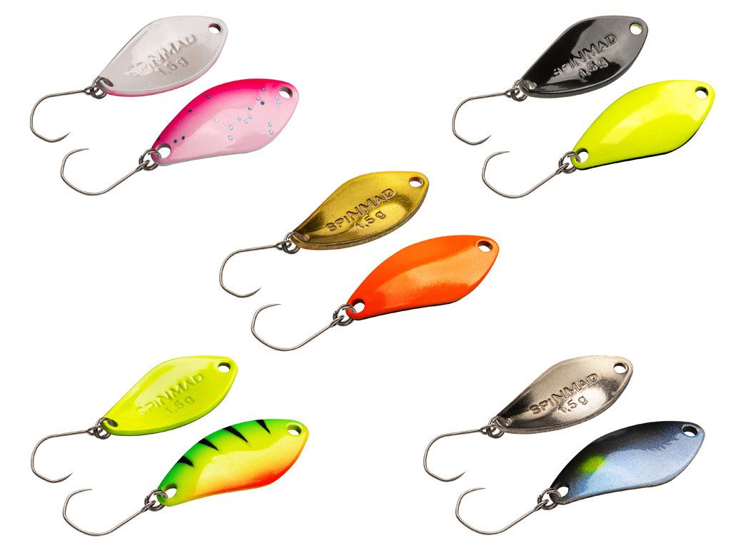 SpinMad Kunstköder SPINMAD-Spoon-Set - 5 Spoons - 1,5 g - trübes Wasser, (Spoon-Set 1,5 g trübes Wasser, 5-St. 5 Spoons), Effektiver Lauf, Exzellente Verarbeitung