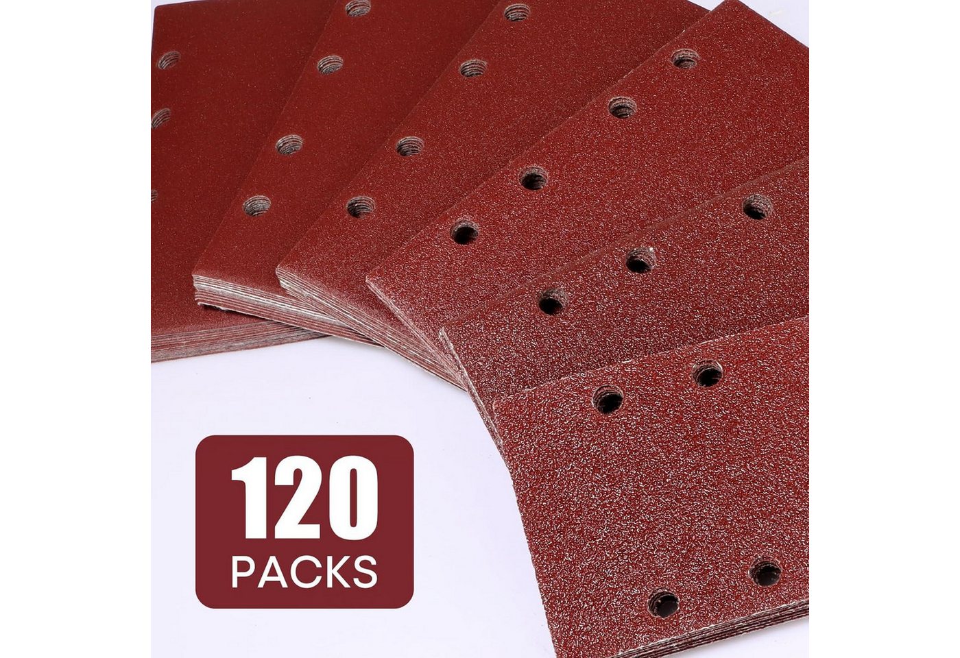 Thumbnail - LuxusKollektion Multitool Schleifblätter 93x185 mm, Klett-Schleifpads, 8 Löcher, verschiedene