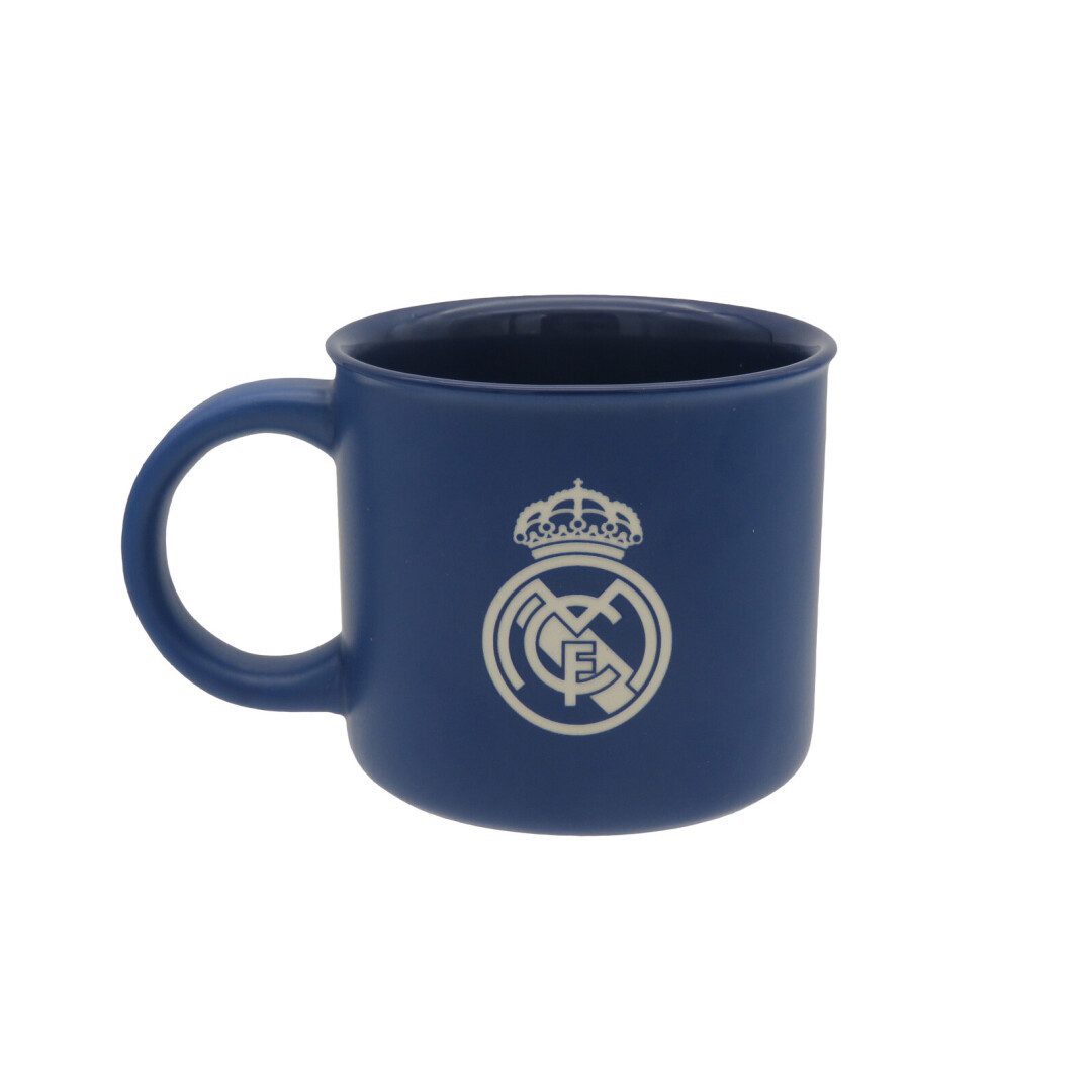 Real Madrid Trinkflasche Real Madrid Jumbo Tasse Blau Gravur Box