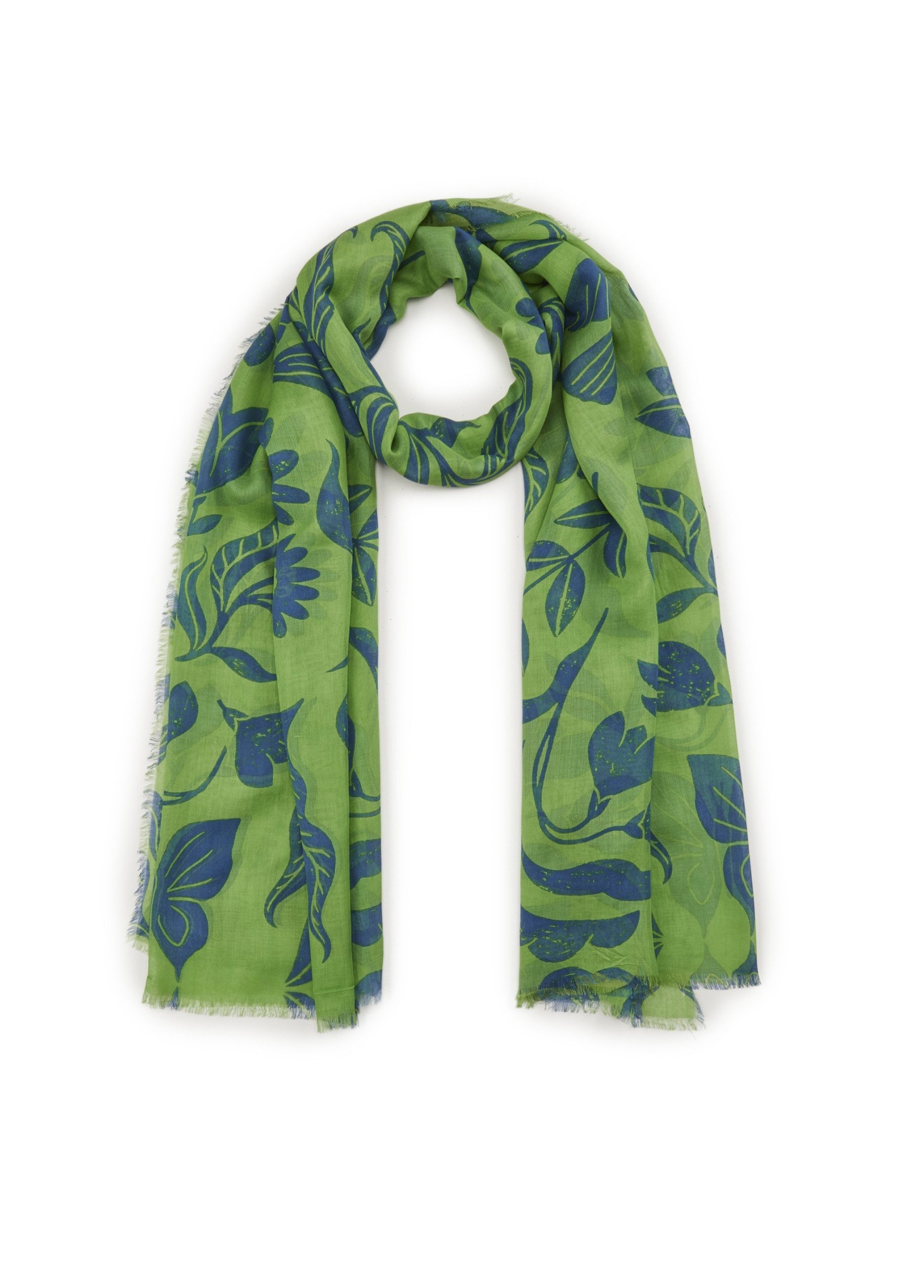 Schal PRINTED SCARF BAMBOO FLOWERS blau-1