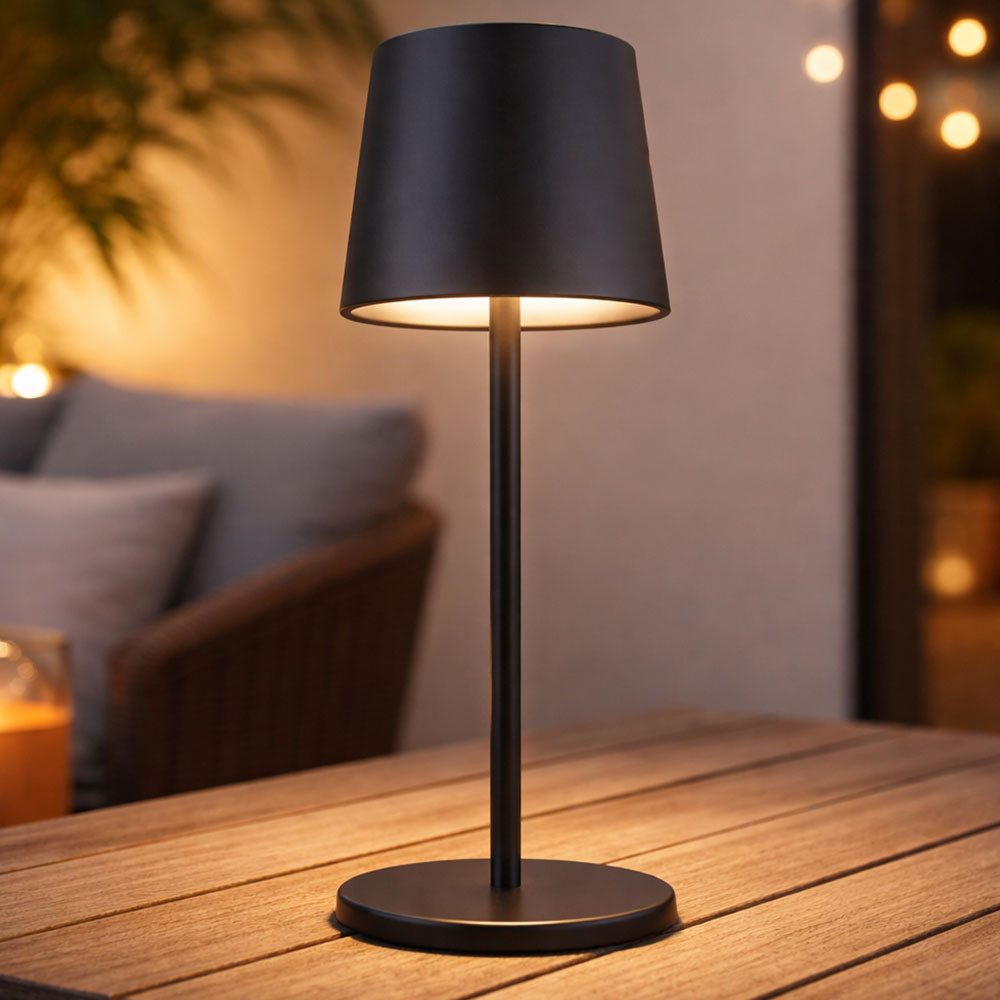 GLOBO LIGHTING LED Tischleuchte, LED-Leuchtmittel fest verbaut, Kaltweiß, Warmweiß, Neutralweiß, Tageslichtweiß, Tischleuchte Außen Innen Leuchte LED CCT schwarz Touchdimmer Akku USB