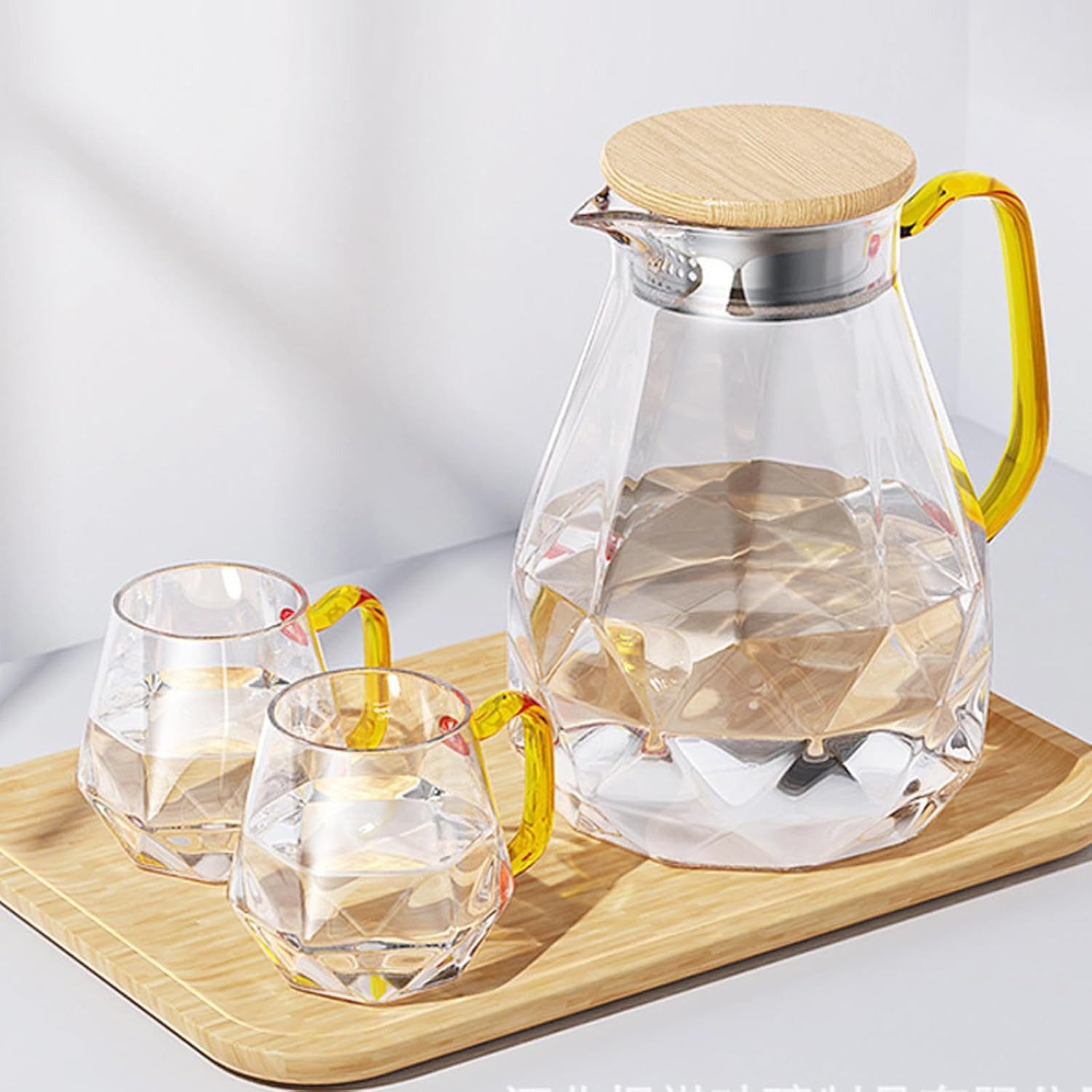 FELIXLEO Karaffe Karaffe aus Borosilikatglas mit Deckel und Ausgießer-2L Glass Jug, (1-tlg) – Bild 2 von 5