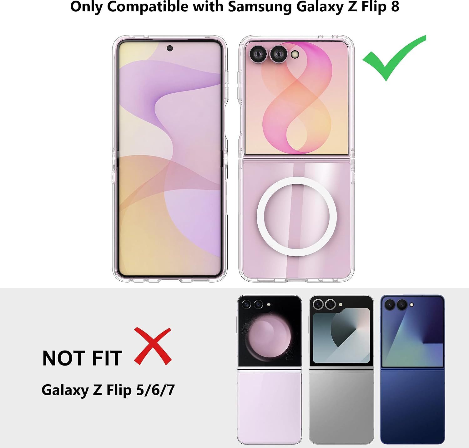 MSM Protech Handyhülle Hülle für Samsung Galaxy Z Flip 8 5G Silikon Schutz Klar Slim MagSafe – Bild 3 von 5