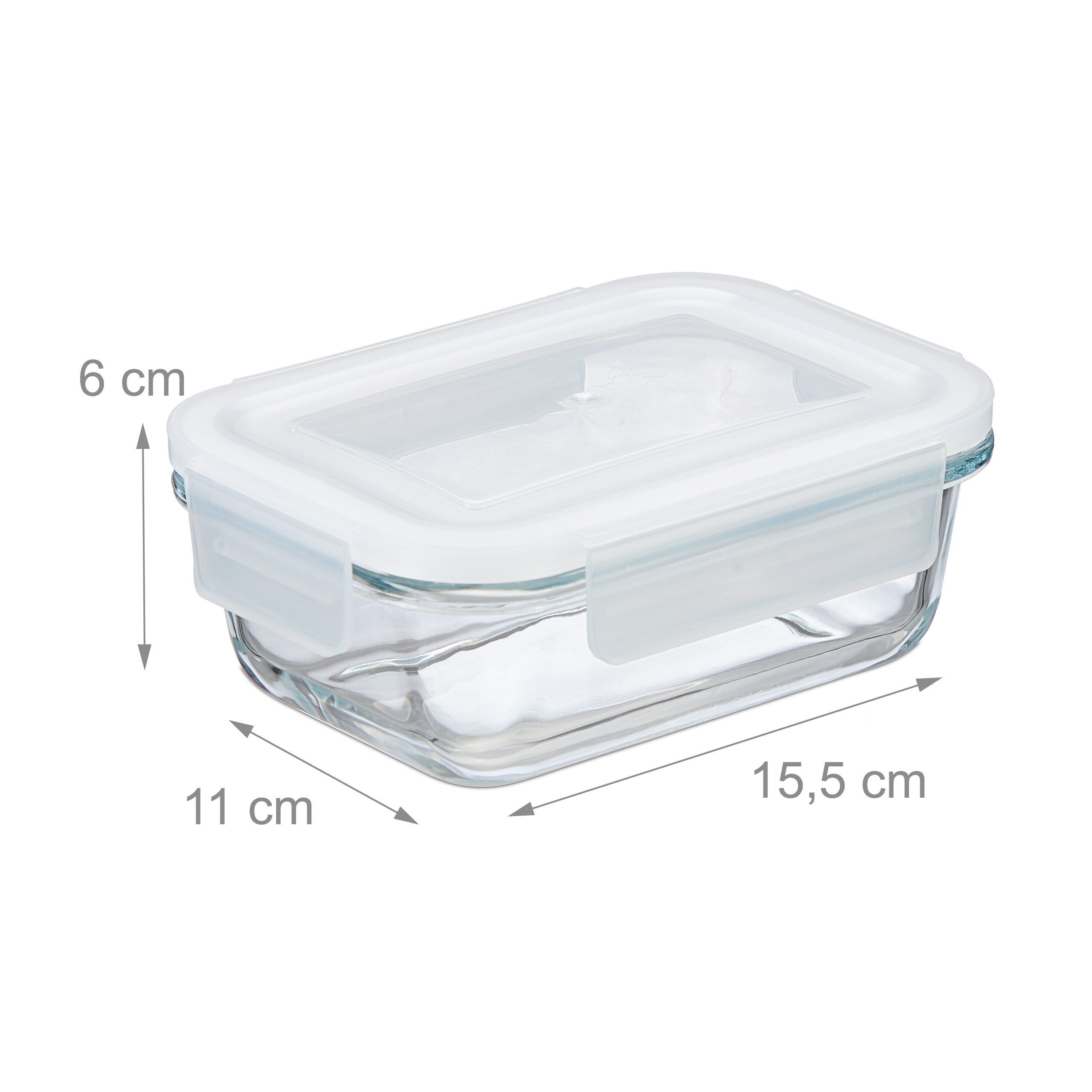 relaxdays Frischhaltedose Glasbehälter mit Deckel im Set, Glas, (6-tlg), 6 x 370ml – Bild 4 von 5