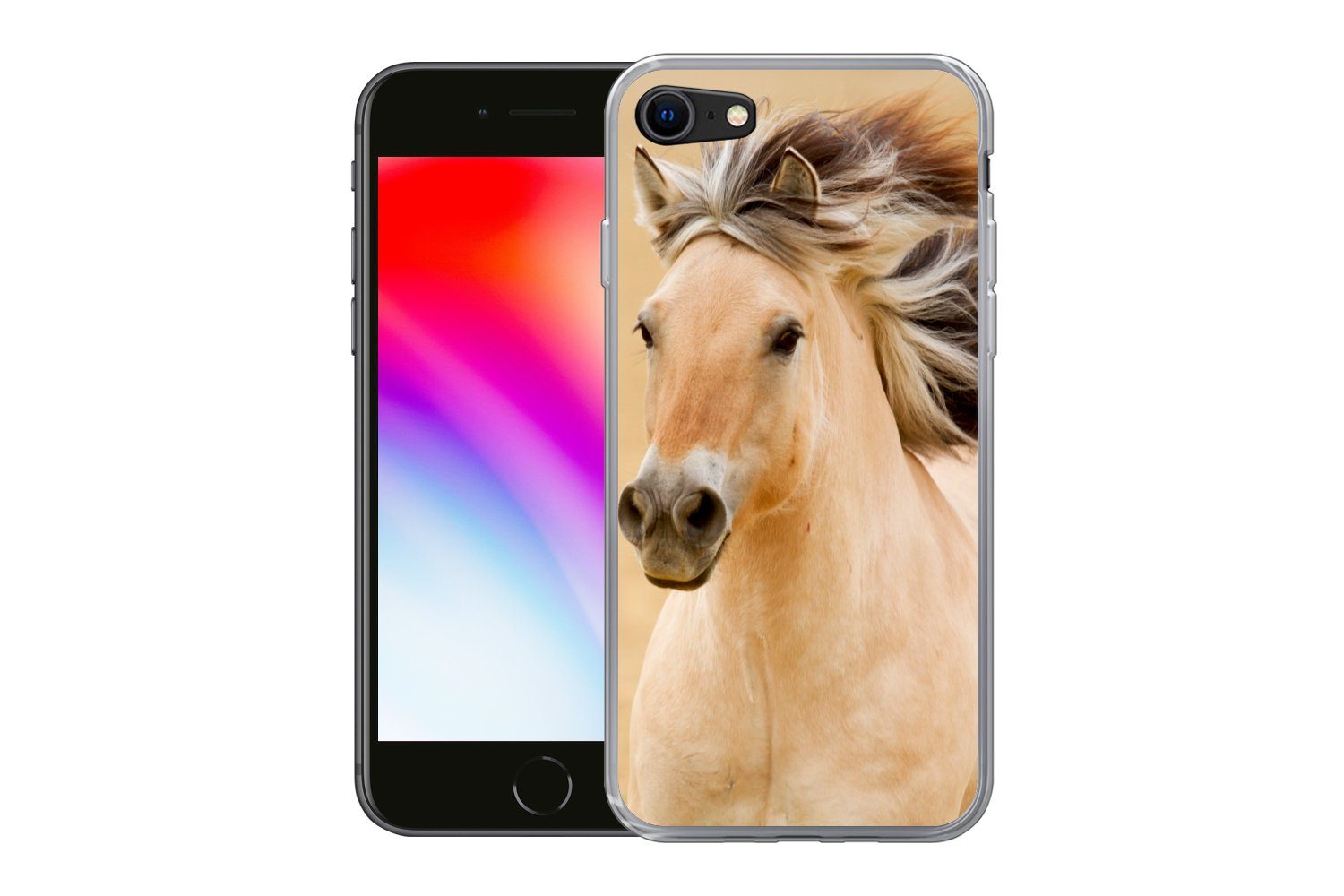 MuchoWow Handyhülle für Apple iPhone 7 Pferde - Tiere - Mähne - Porträt, Smartphone-Bumper, Print, Handy Schutzhülle Dünn