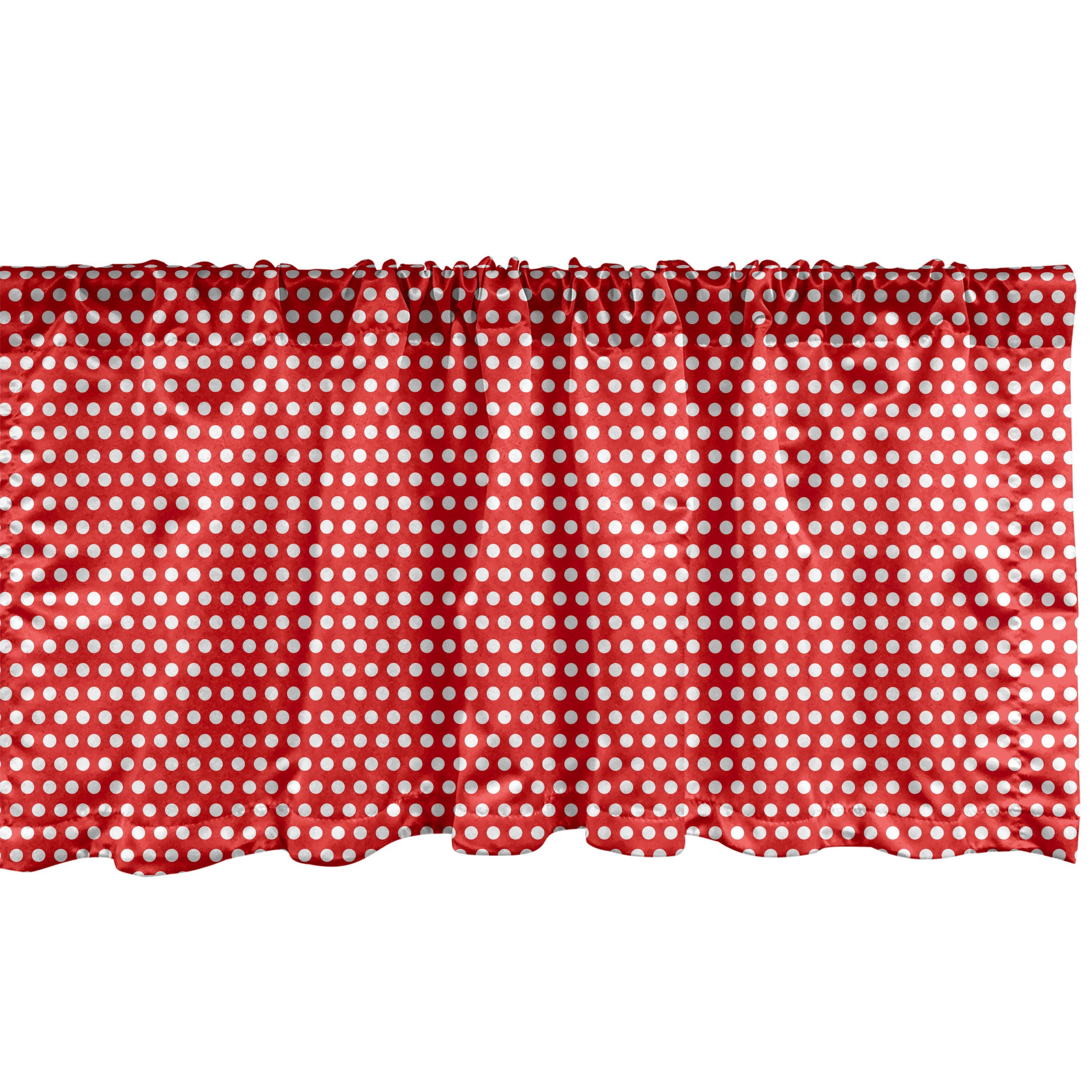 Scheibengardine Vorhang Volant für Küche Schlafzimmer Dekor mit Stangentasche, Abakuhaus, Microfaser, Punktmuster Vivid Retro Dots Kunst