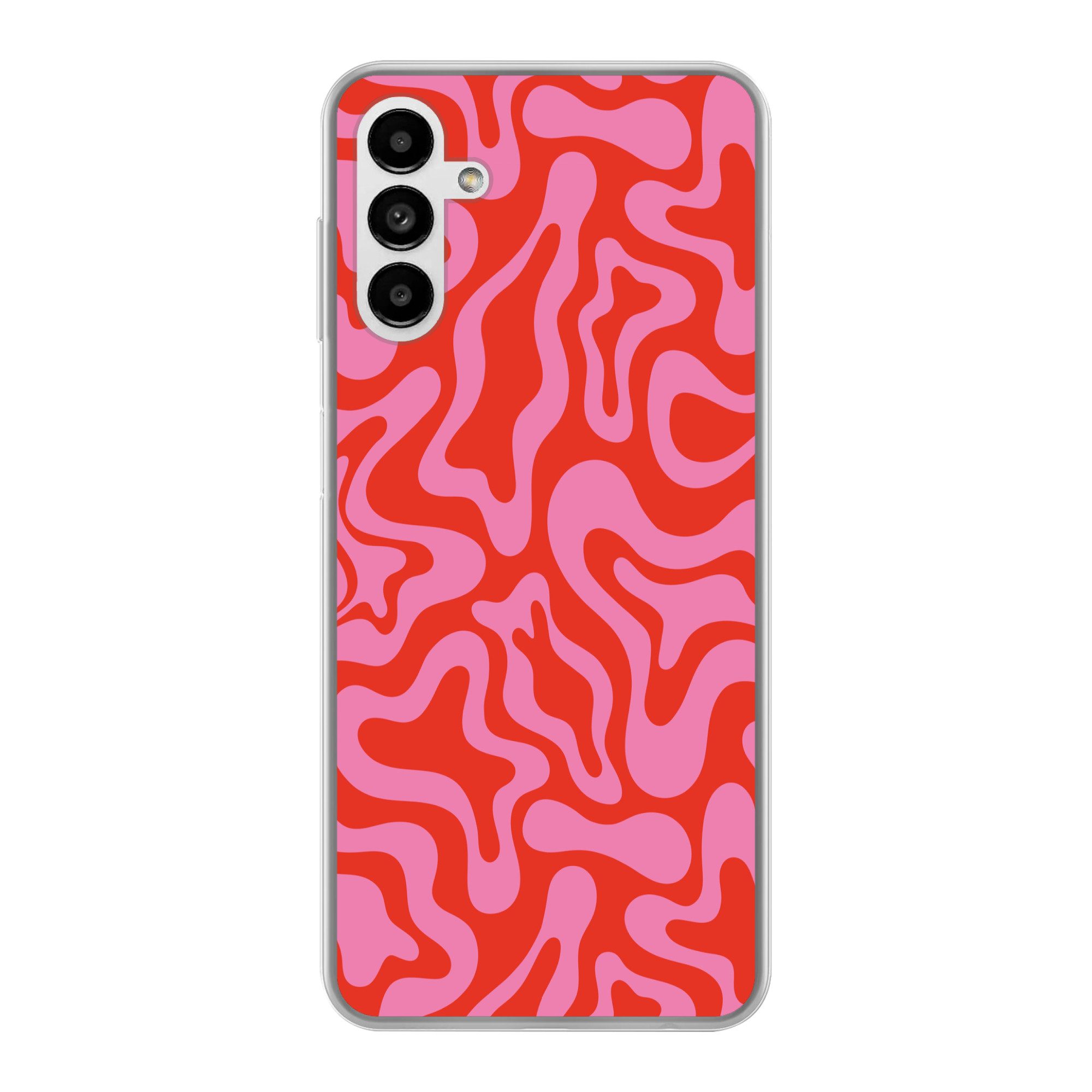 MuchoWow Handyhülle für Samsung Galaxy A04s Abstrakt - Muster - Rot - Rosa - Minimalistisc, Handy Case, Silikon, Bumper Case Dünn
