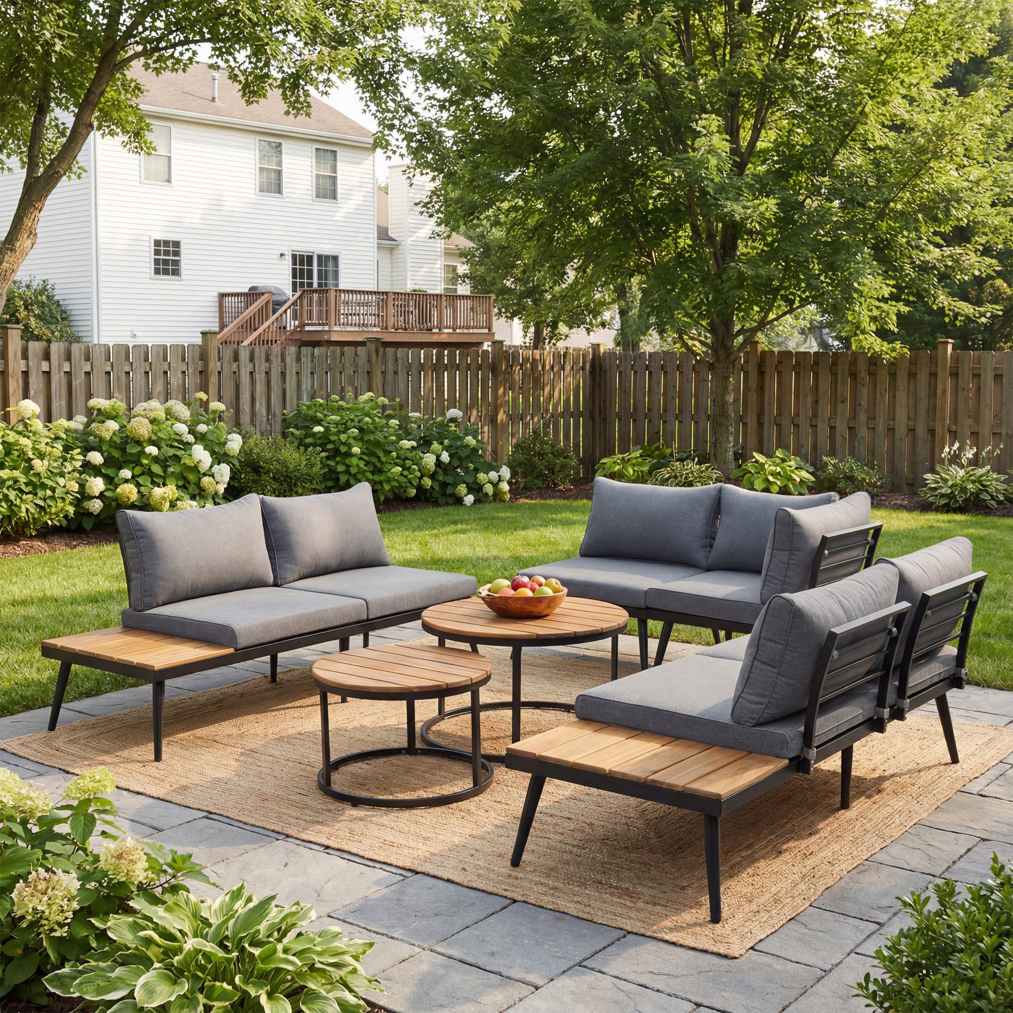 Flieks Gartenlounge-Set, (6-tlg), Gartenmöbel 6 Person Sitzgruppe Akazienholz