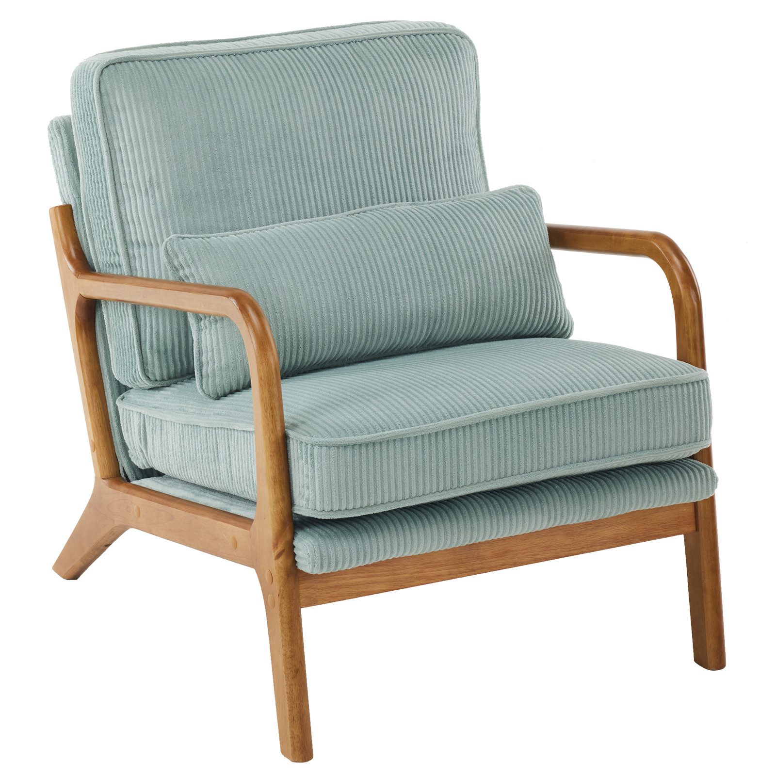 VINGLI Cocktailsessel, Moderner loungesessel, Sessel mit Massivholz, Lesesessel, bis 200 kg belastbar, Cord-Stoff