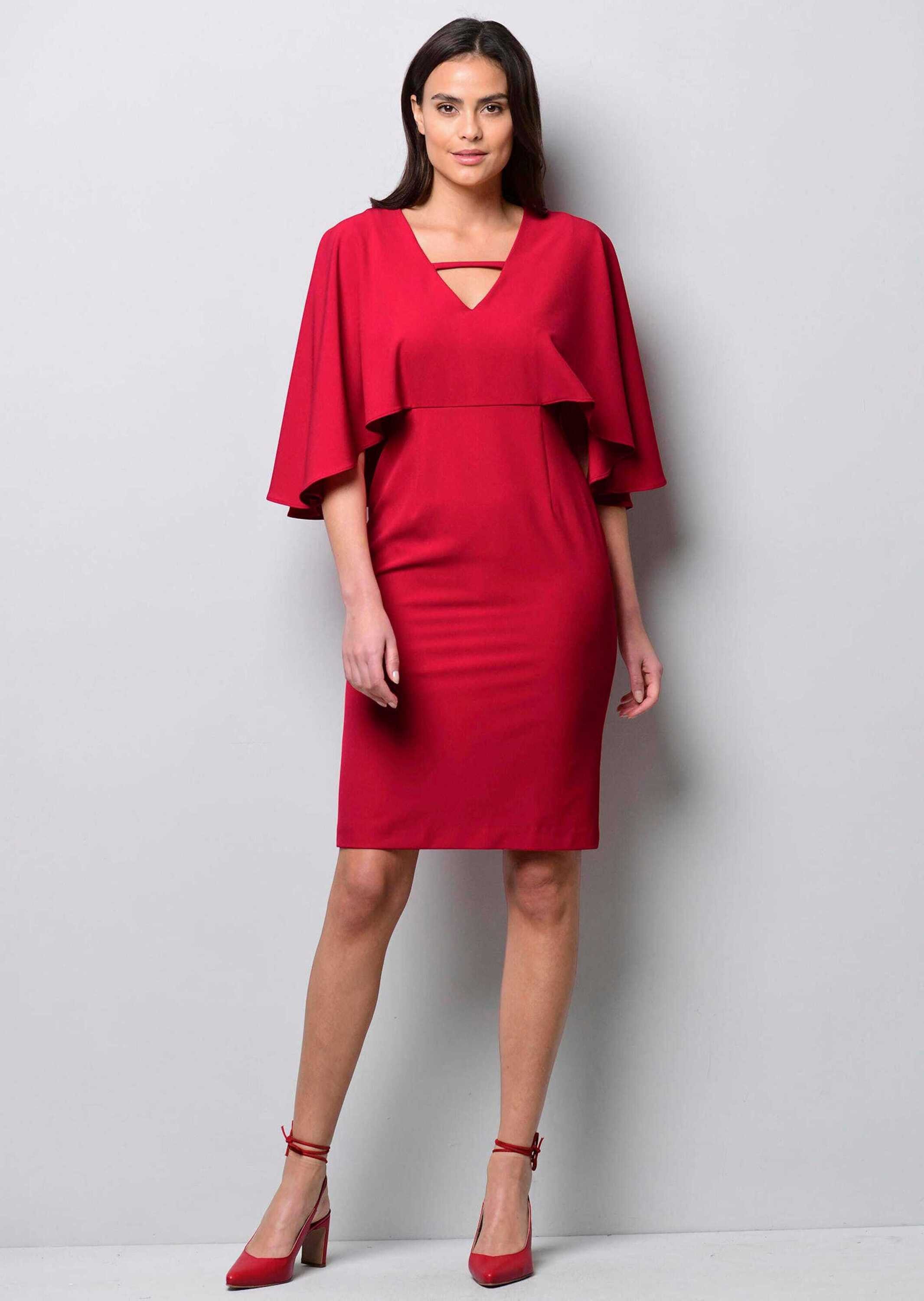 Alba Moda Midikleid Kleid in Capeoptik und Zierband in Ausschnitt günstig online kaufen