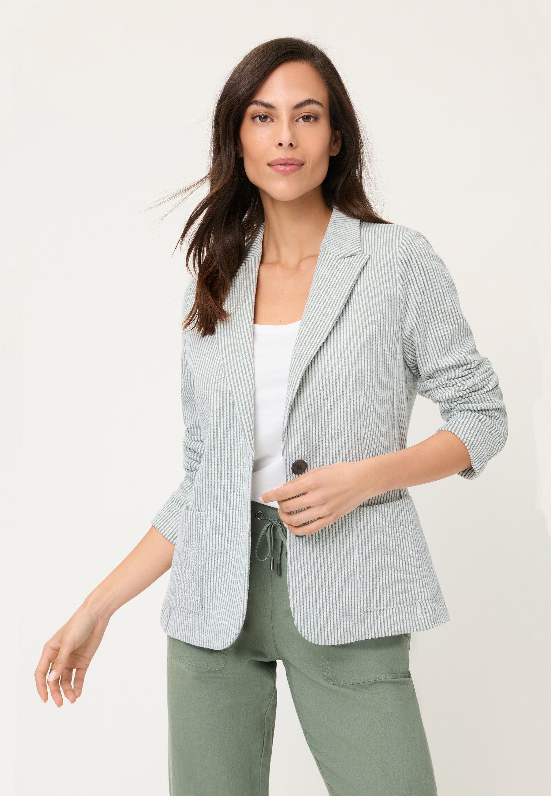 Olsen Kurzblazer Blazer mit feiner Seersucker-Struktur