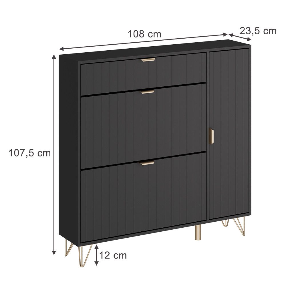 Vicco Schuhschrank Helge, Schwarz, 108 x 107.5 cm (1-St)