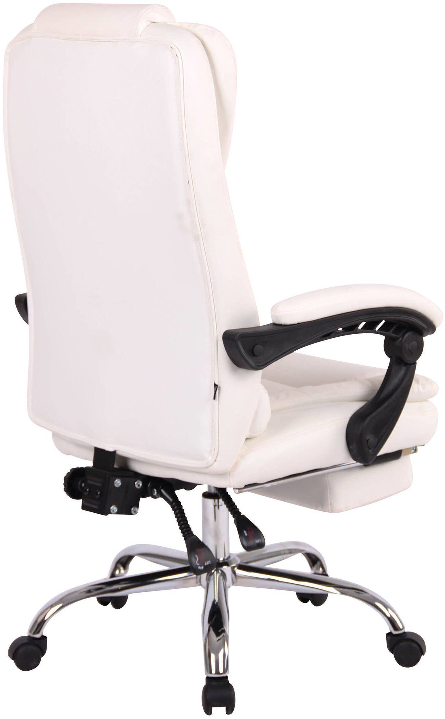TPFLiving Bürostuhl XXL), - Drehstuhl, Onix Rückenlehne Metall Chefsessel, (Schreibtischstuhl, drehbar höhenverstellbar weiß - Kunstleder mit und Gestell: 360° chrom Sitz: bequemer Bürostuhl