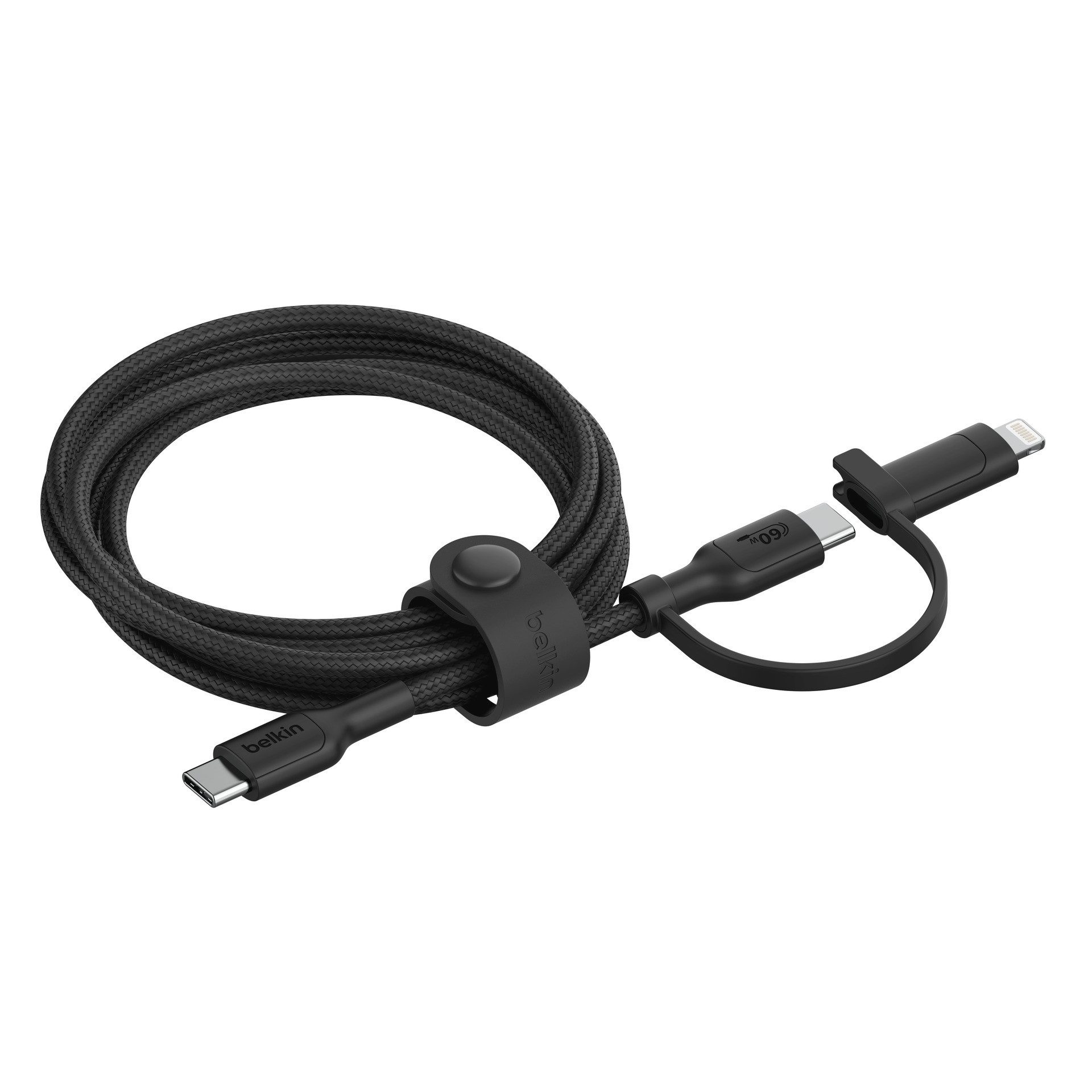 Belkin BoostCharge Pro 2-in-1-Kabel mit USB-C-Stecker und Lightning Connector Lightningkabel, Lightning, USB-C, (150 cm), geflochtene Ummantelung, USB-IF und MFi-zertifiziert