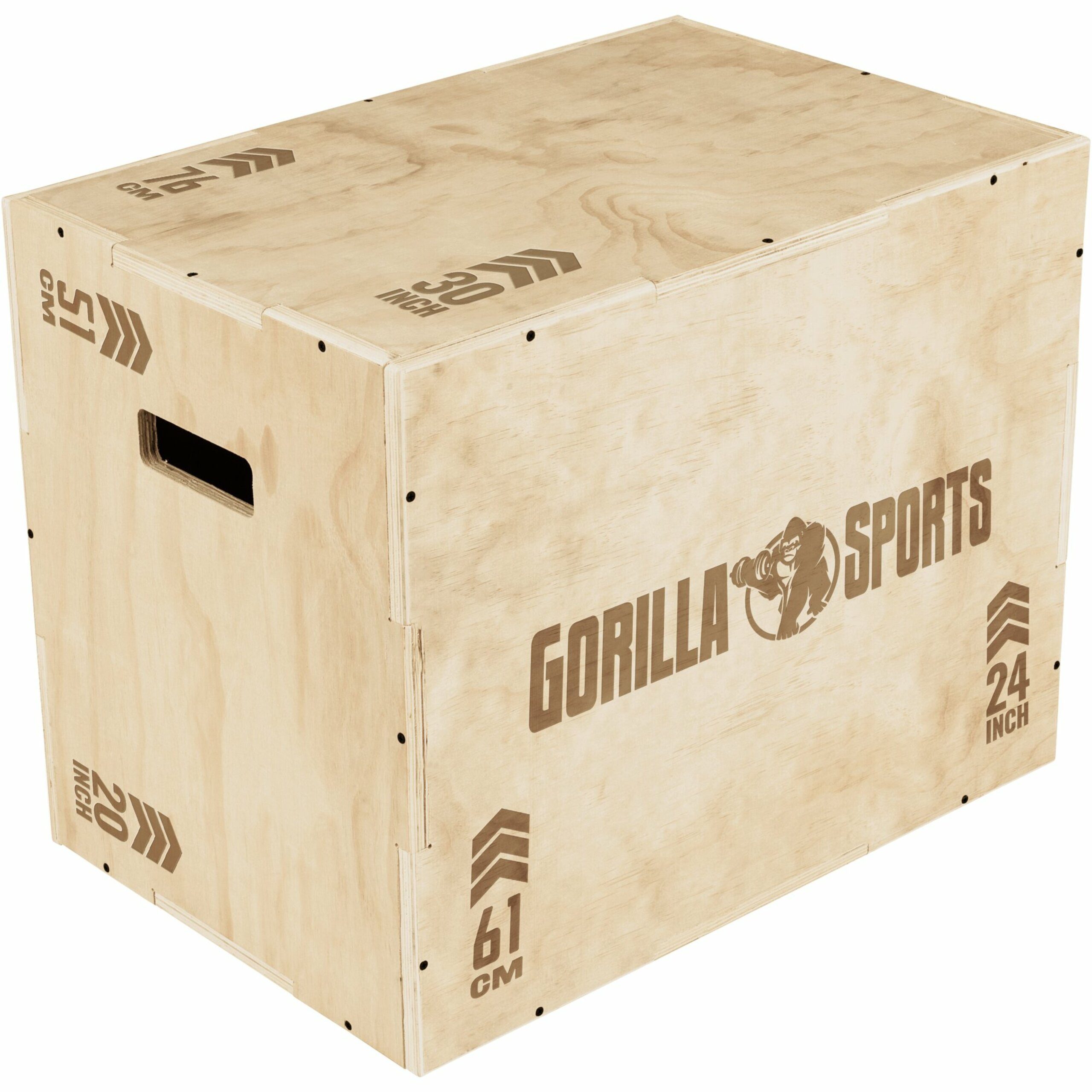 GORILLA SPORTS Plyo-Box 24 Zoll, 61 x 51 x 76 cm, bis 200kg Belastbar, Holz, Jump Box (1-St), Plyometric Plattform
