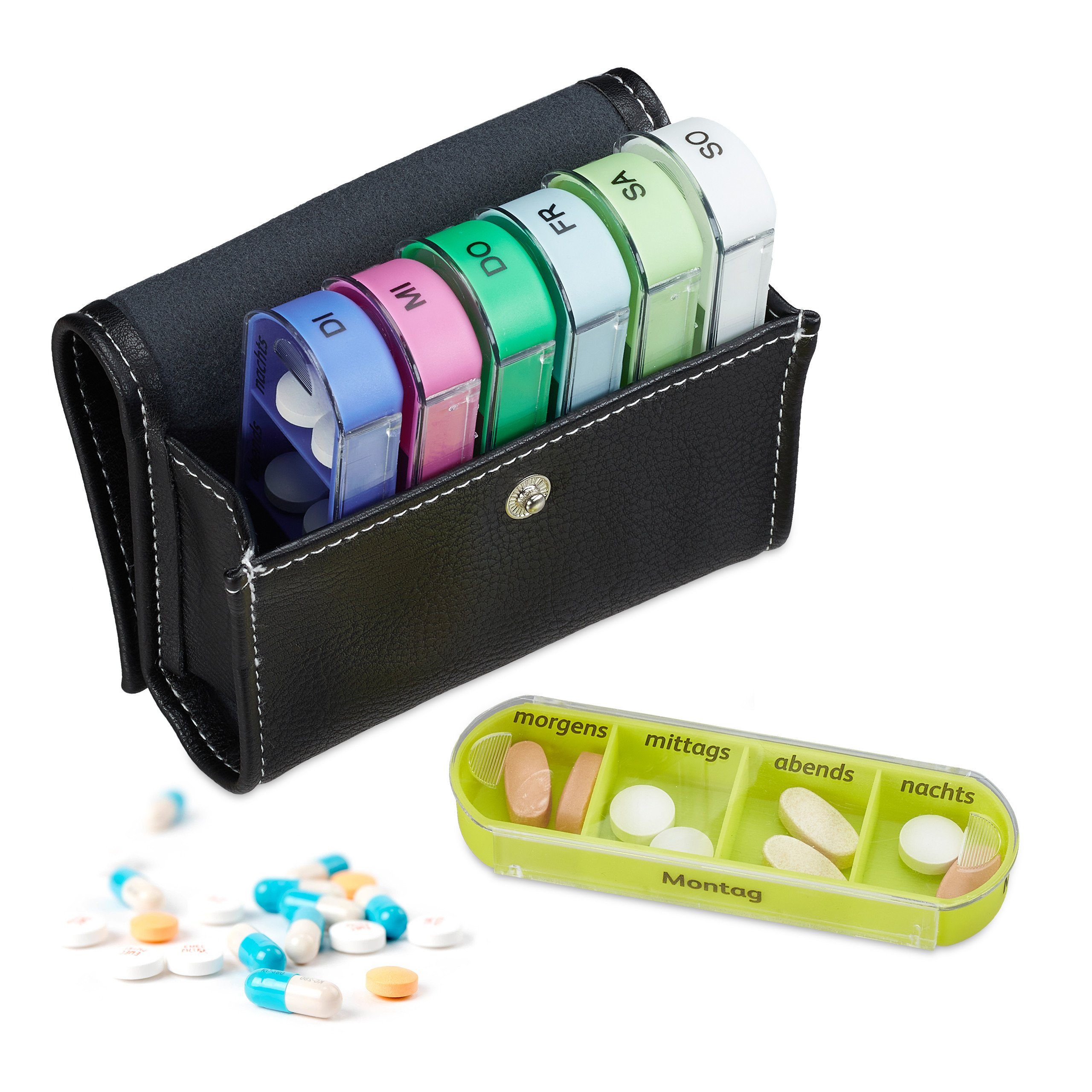 relaxdays Pillendose »Tablettenbox mit Tasche 7 Tage 4 Fächer« online  kaufen | OTTO
