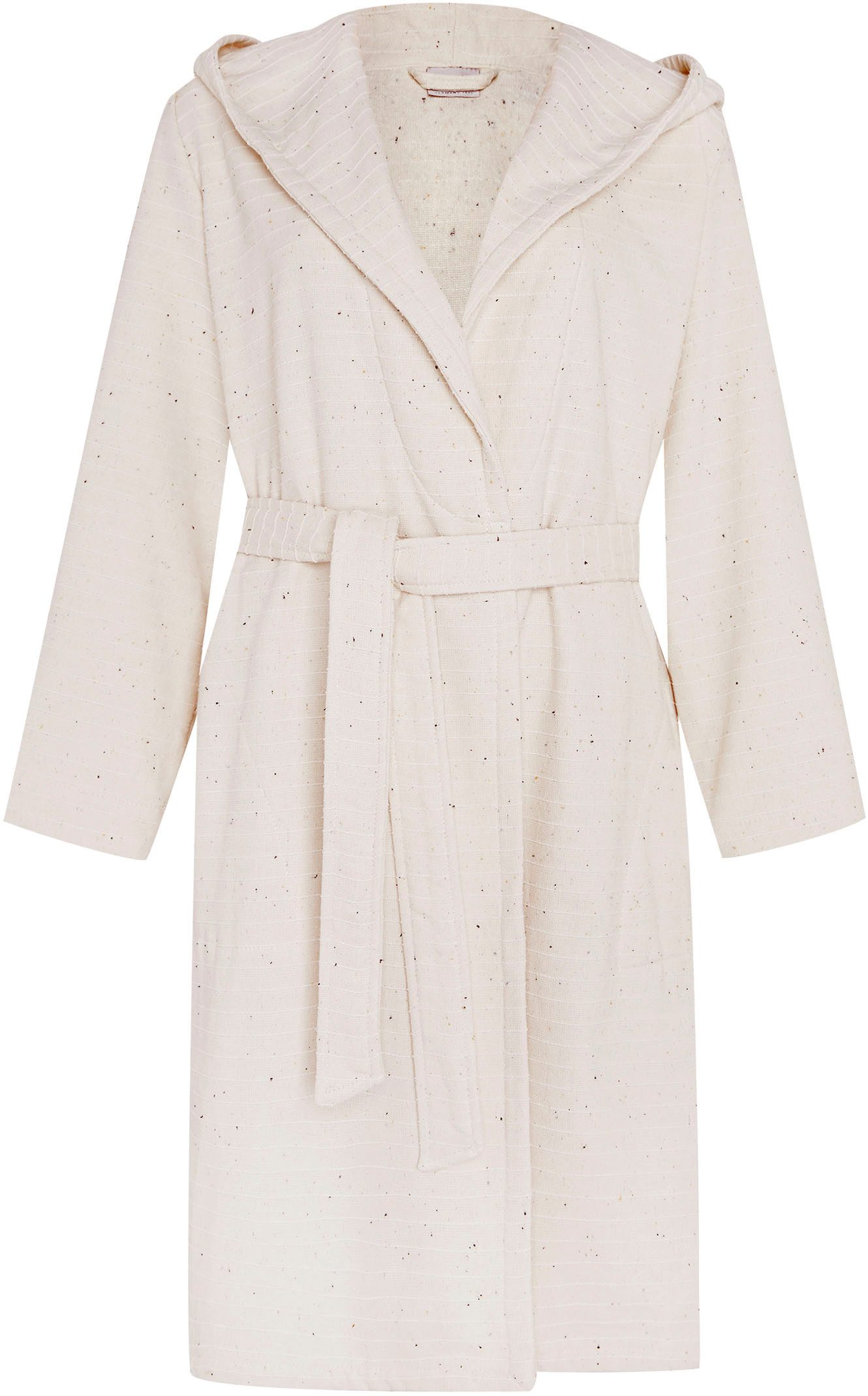 Möve Damenbademantel Calm Essence, Kurzform, Baumwoll-Mix, Kapuze, Gürtel, aus 100 % saugfähiger Premium Baumwolle (Airspin)