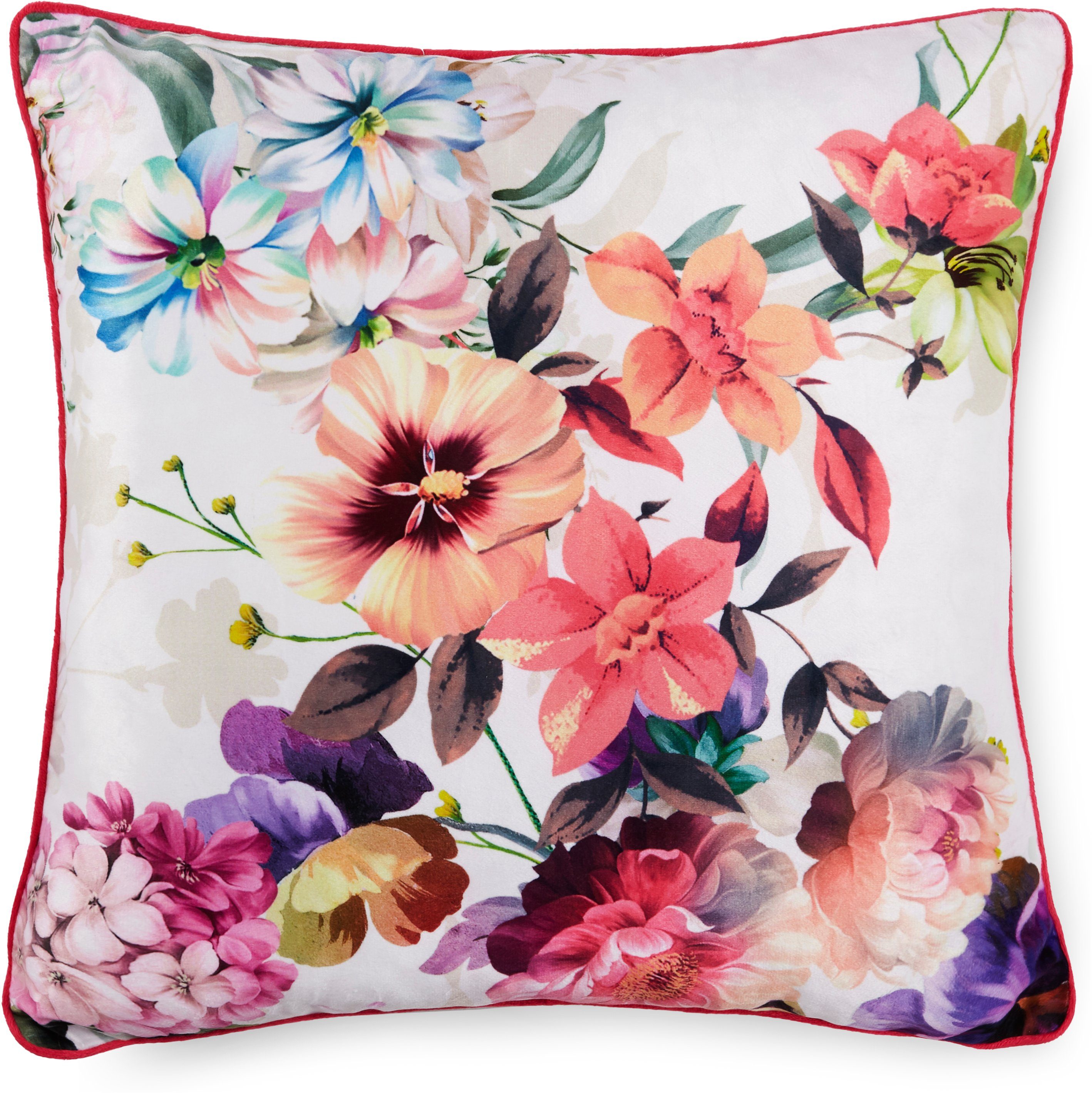 Descanso Dekokissen Novara, Mit Füllung, 1 Stück, Mit Biese, 30x60, Wendeoptik, Weich, Blumen Grau