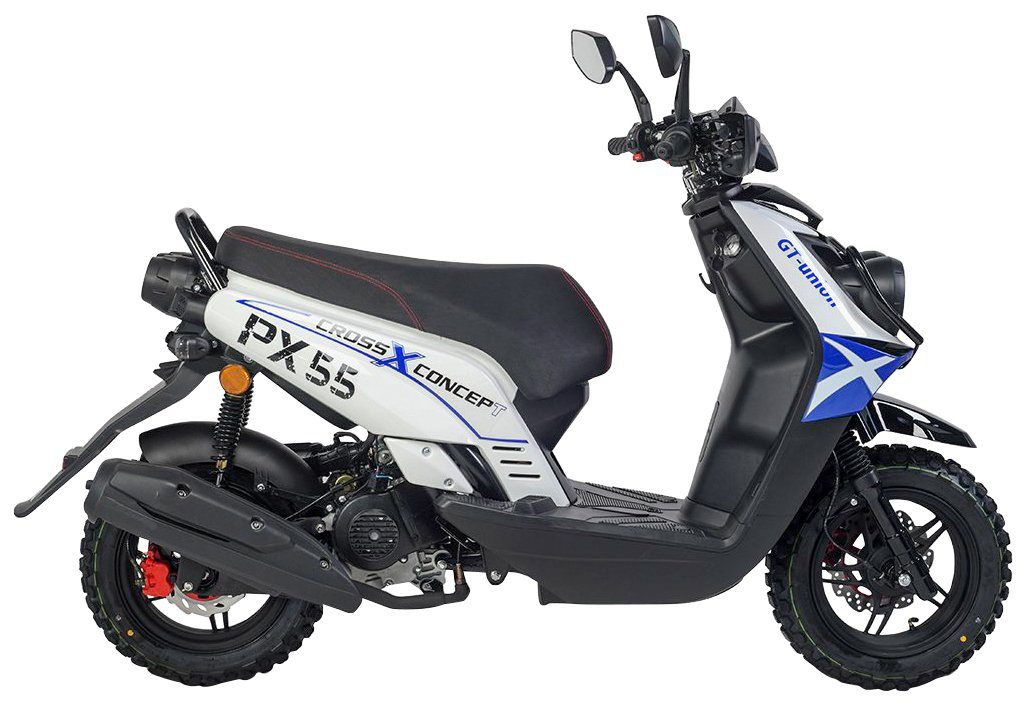 GT UNION Mofaroller PX 50 55 5 km/h, Cross-Concept, ccm, weiß/blau/schwarz Euro 25